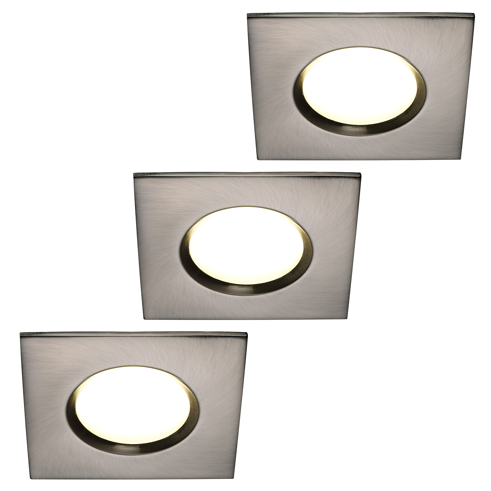 LED-Einbauleuchte Clarkson 2.700K 3er-Set, eckig