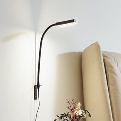 Lampka do czytania LED Lindby Flexola, czarna, kątowa, wtyczka