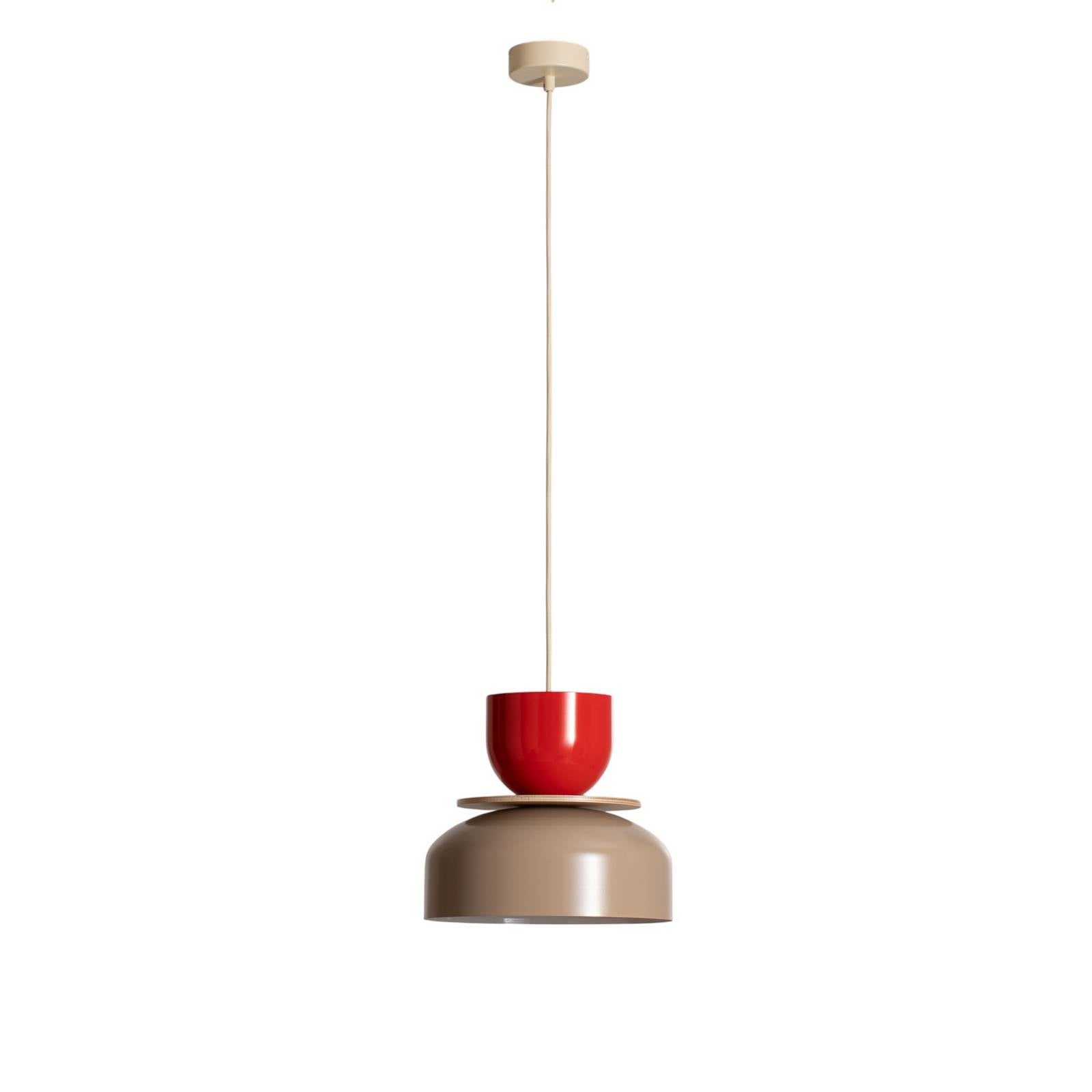 Hängeleuchte Uto beige rot Metallschirm