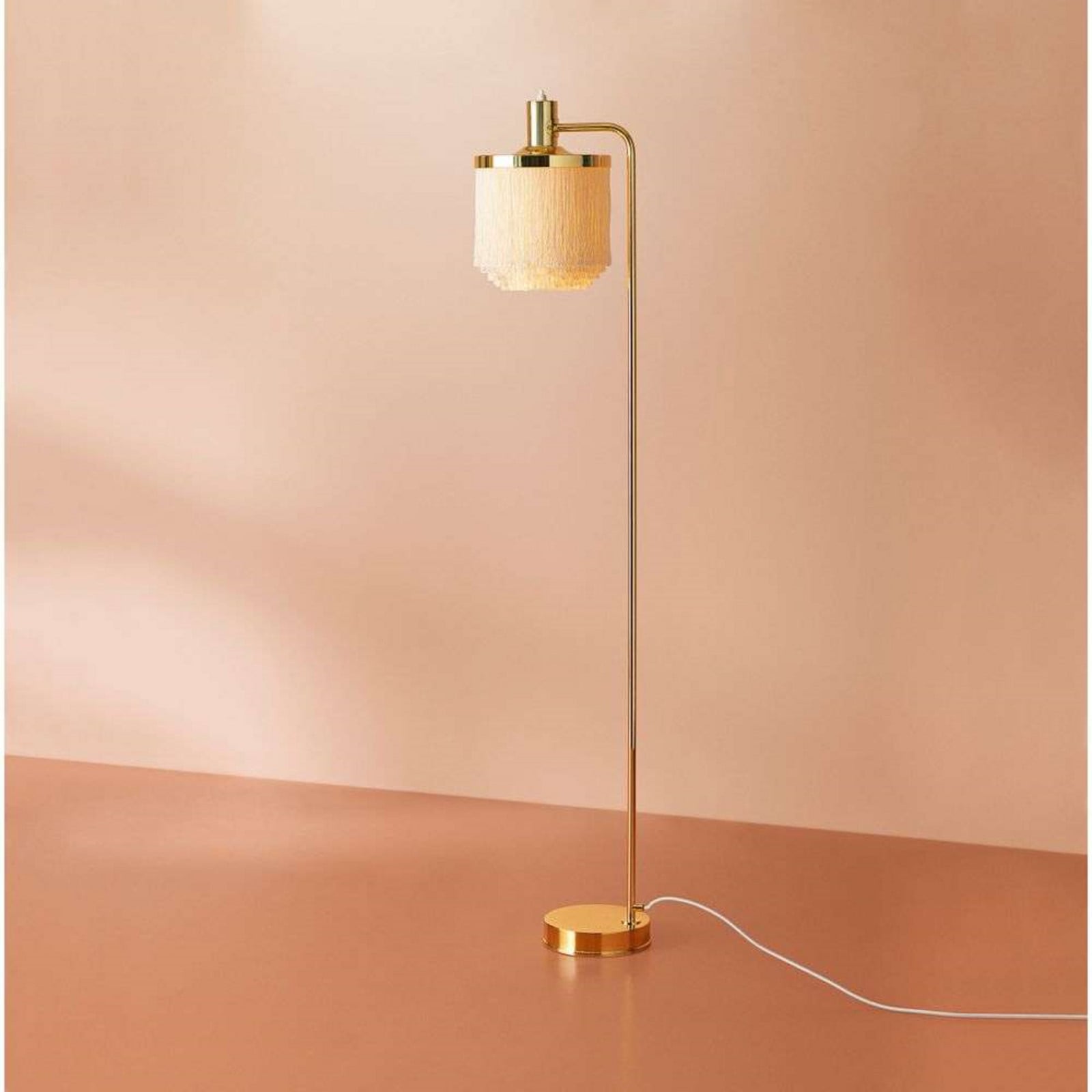 Fringe Gulvlampe Cream White Warm Nordic - Stue - Vintage - Metal - Med én lyskilde