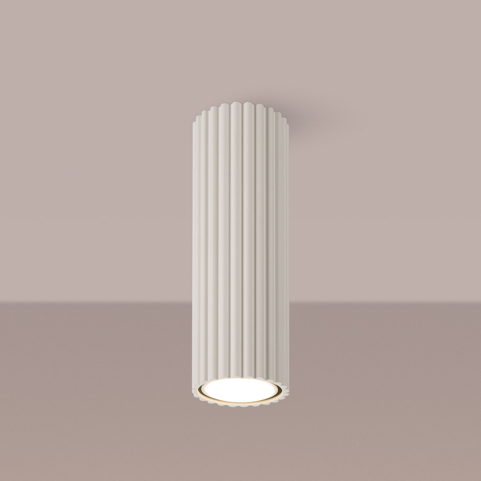 Deckenleuchte Karbon, beige, Höhe 20 cm, Aluminium