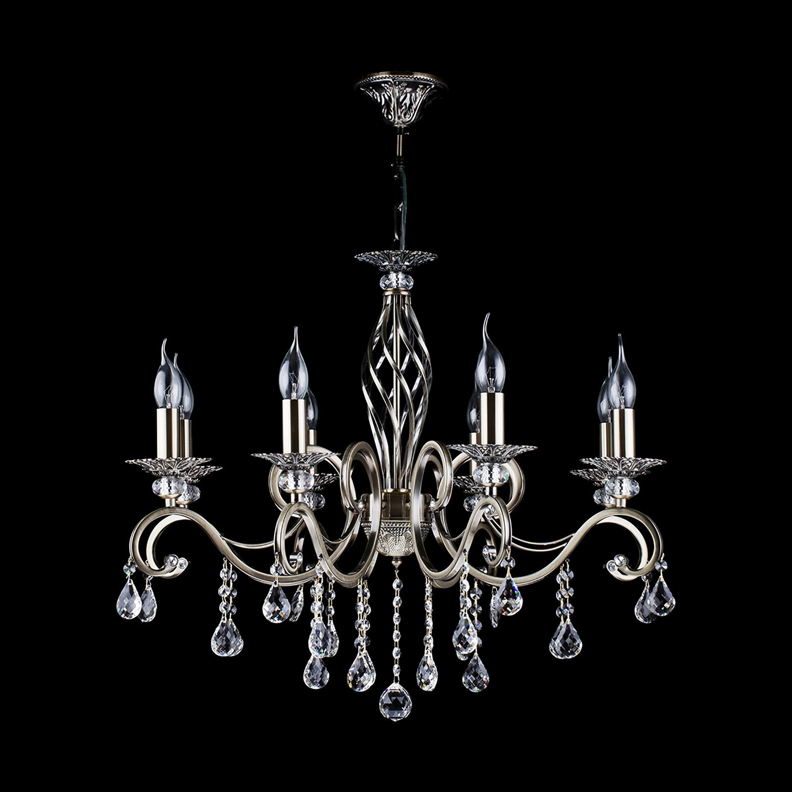 Maytoni Grace candelabru 8 becuri alamă/alb - Camera de zi / sufragerie - Metal