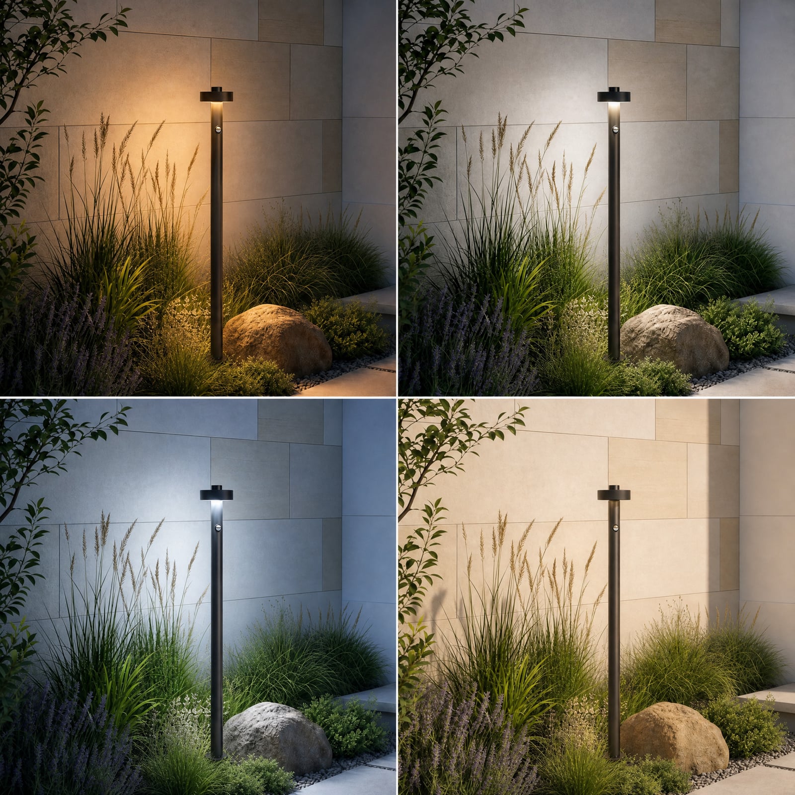 Bornes lumineuses LED Nirella, capteur, 100 cm, noir, métal, IP65, CCT - Lucande Bornes lumineuses LED Nirella, capteur, 100 cm, noir, métal, IP65, CCT - Lucande