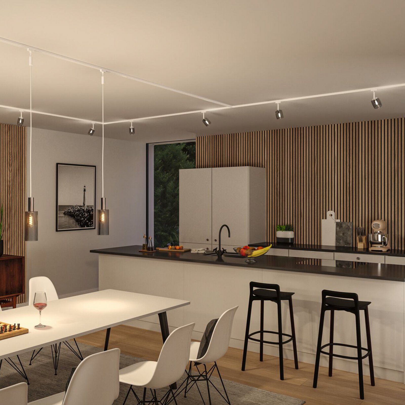 Spot sur rail Paulmann URail Blossom, blanc signal/gris fumé