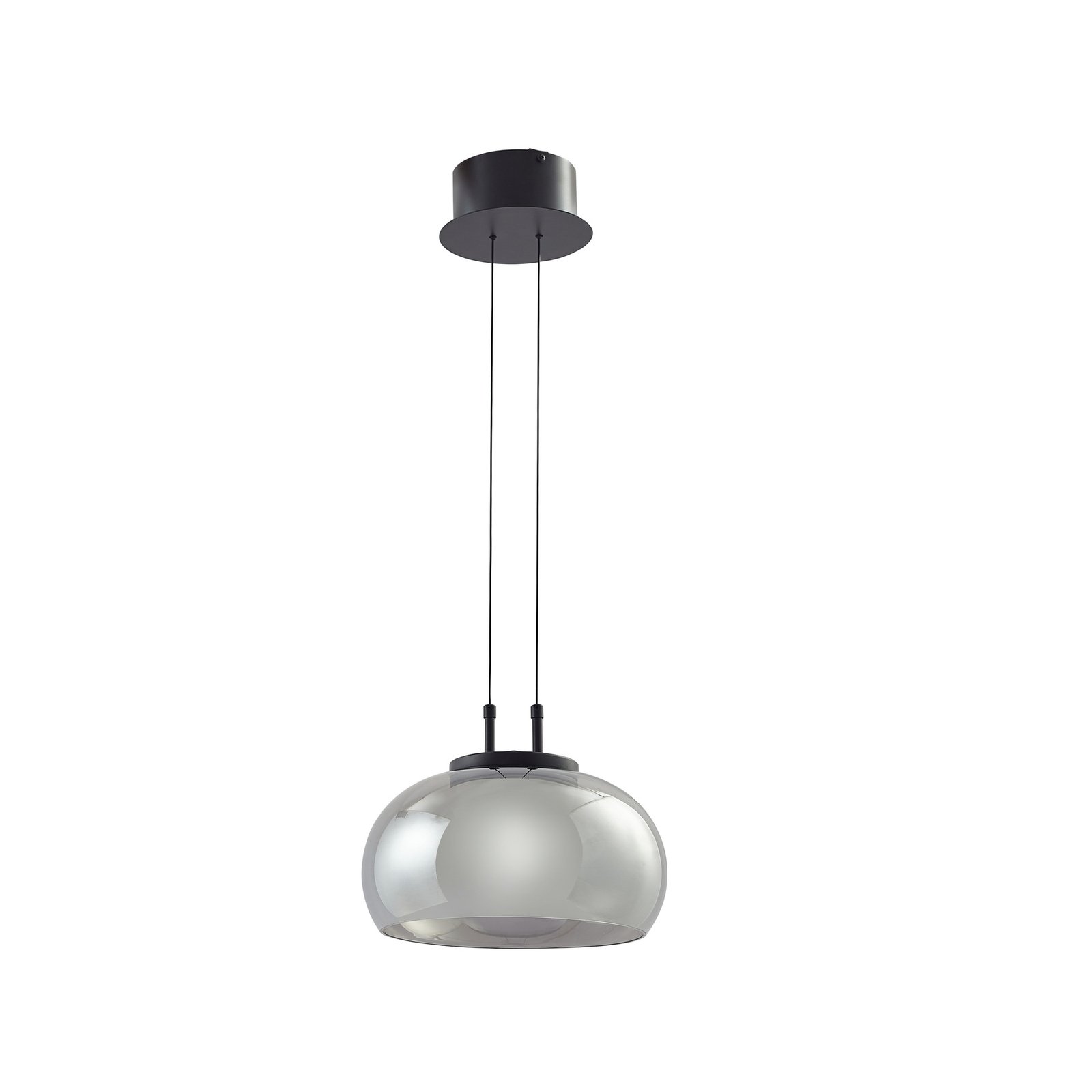 Lucande LED pendant light Dain, 1-bulb, smoke grey, glass