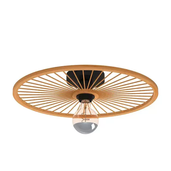 Lampenwelt EGLO Leominster Deckenlampe mit rundem Holzschirm