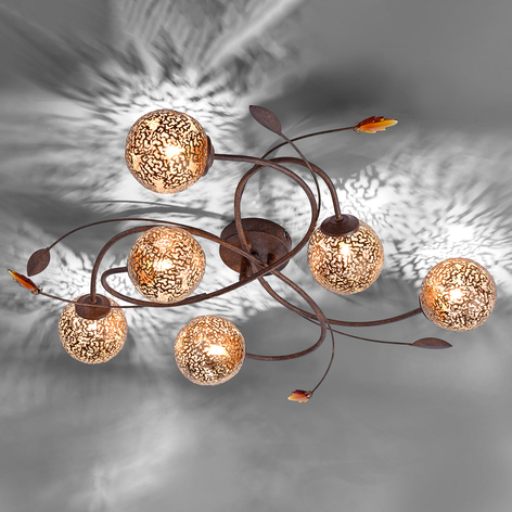 Deckenlampe Greta in floraler Gestaltung, 6-fl.