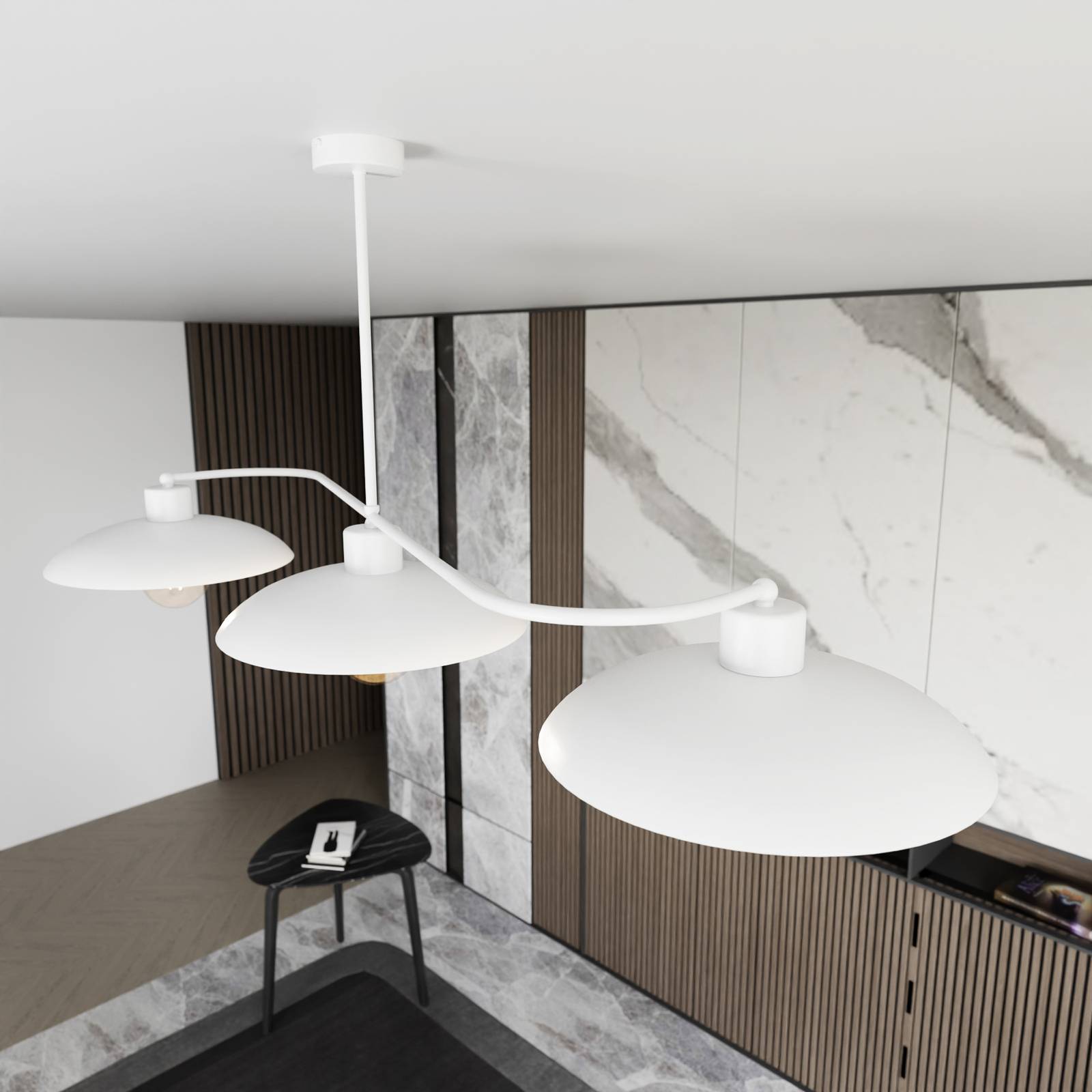 Lampa sufitowa Foster, 3-punktowa, 113 cm, biały, metal, E27