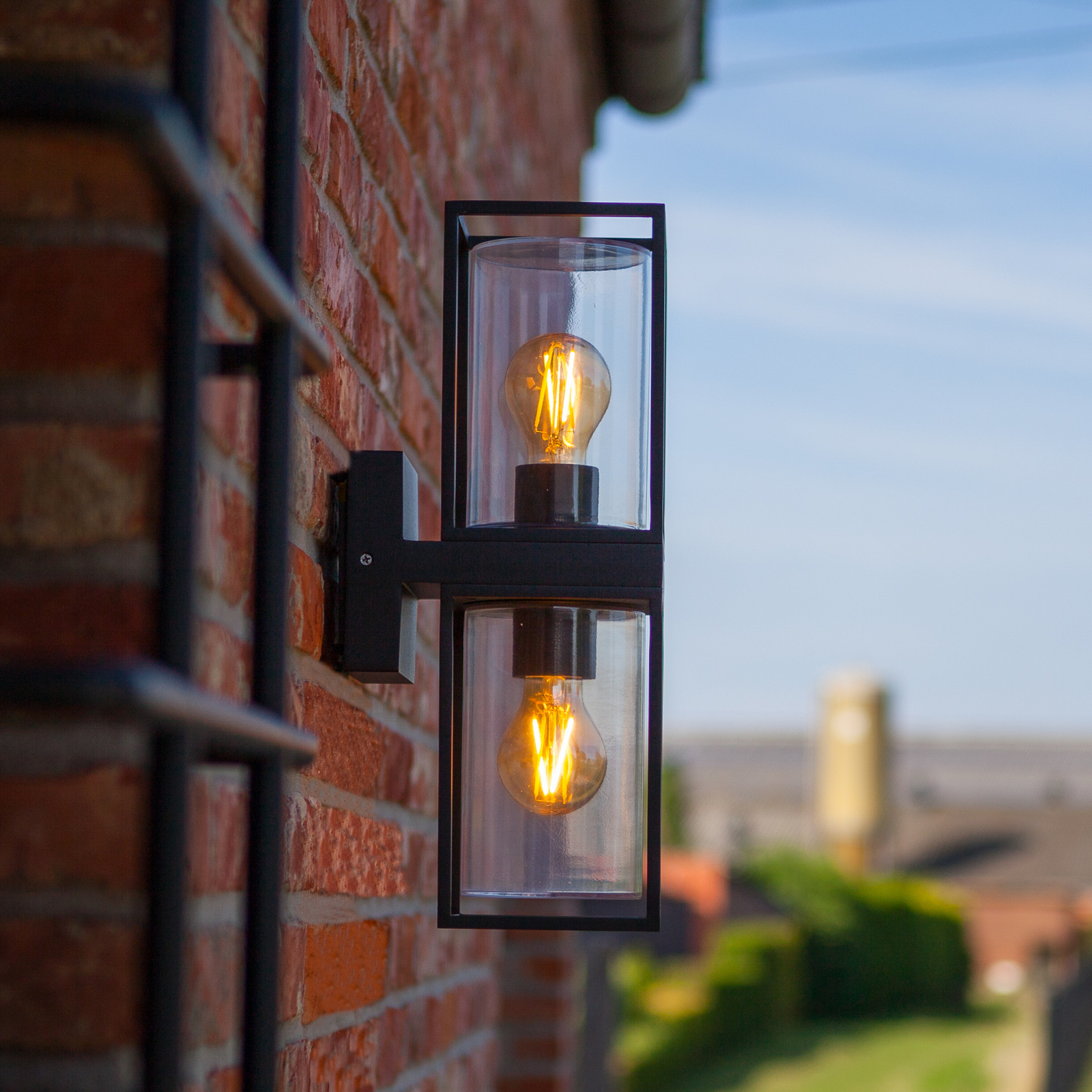 FLAIR-ulkoseinävalaisin, musta, 39 cm, 2 x E27, IP44