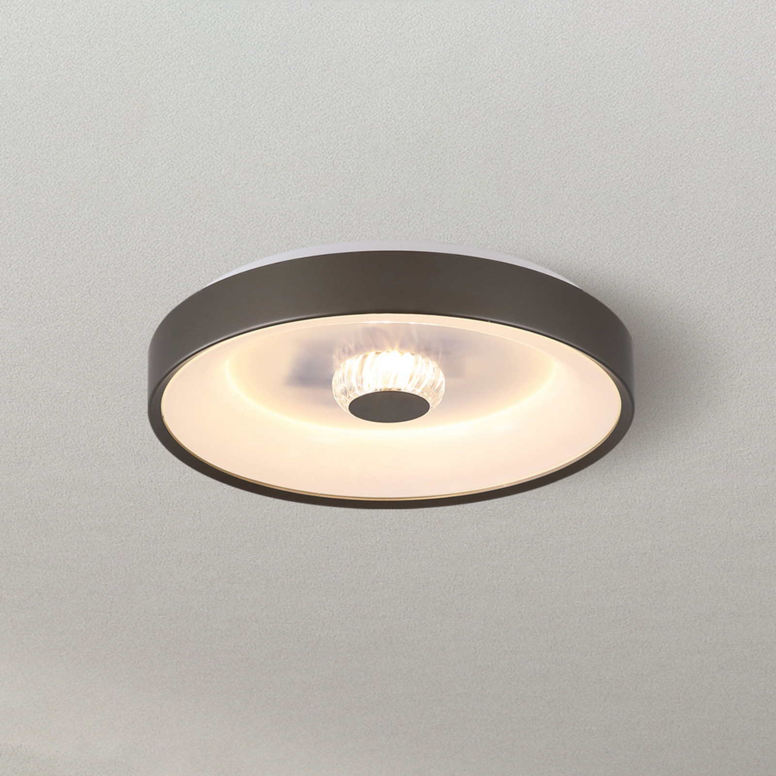 Searchlight Plafonieră LED Polka bej/alb Ø 38 cm fier/acril - Camera de zi / sufragerie - Modern - lapte alb - Metal