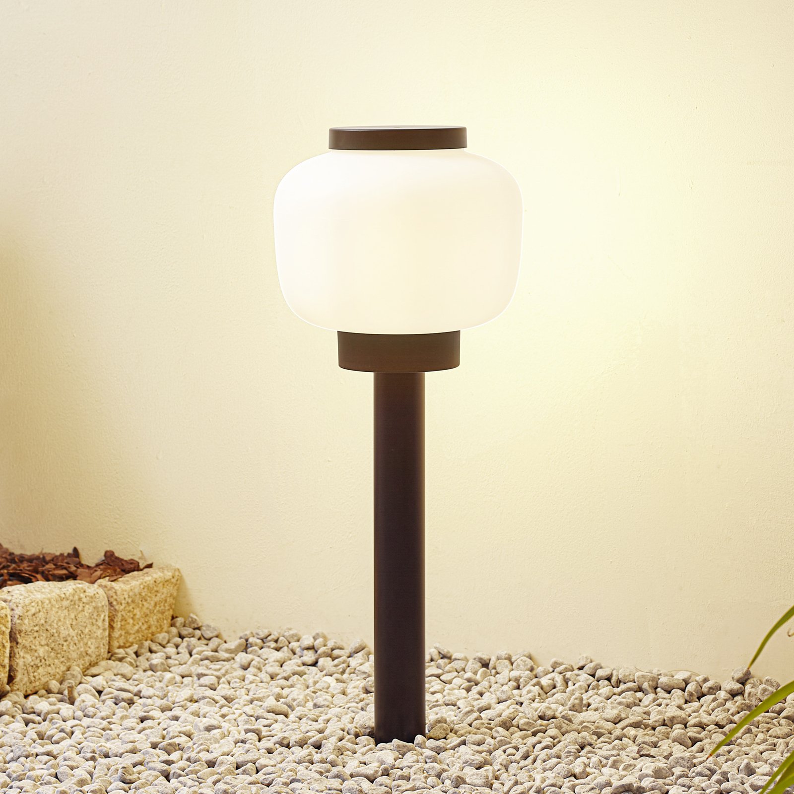 Lindby pillar light Orfeas, black/white, aluminium, Ø 24 cm