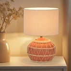 Tischlampe Cyclades, terrakotta/beige, 35 cm, Leinen/Keramik
