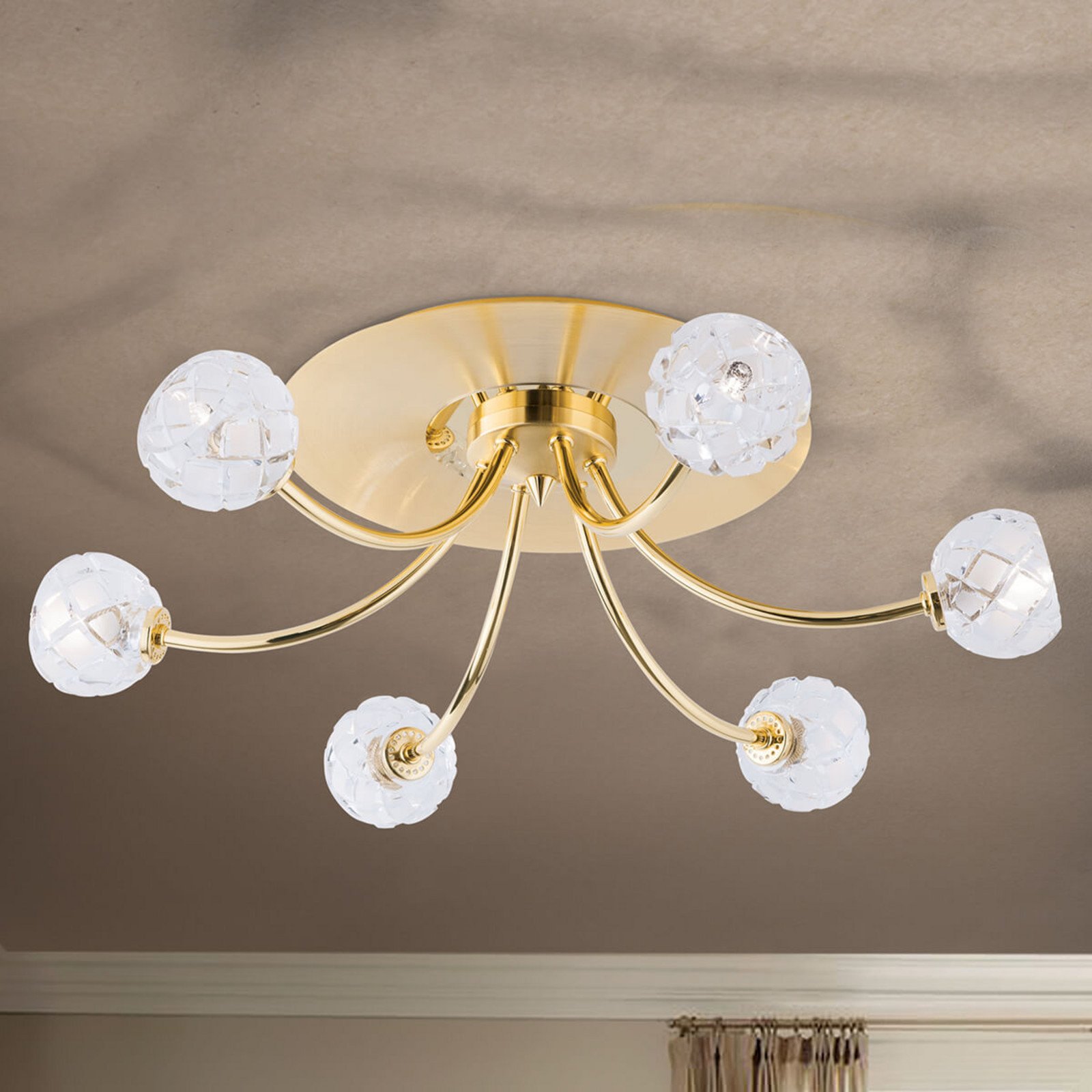 ORION Plafonieră cristal de plumb Maderno auriu 57cm - Camera de zi / sufragerie - modern - auriu mat auriu lucios satinat - Metal