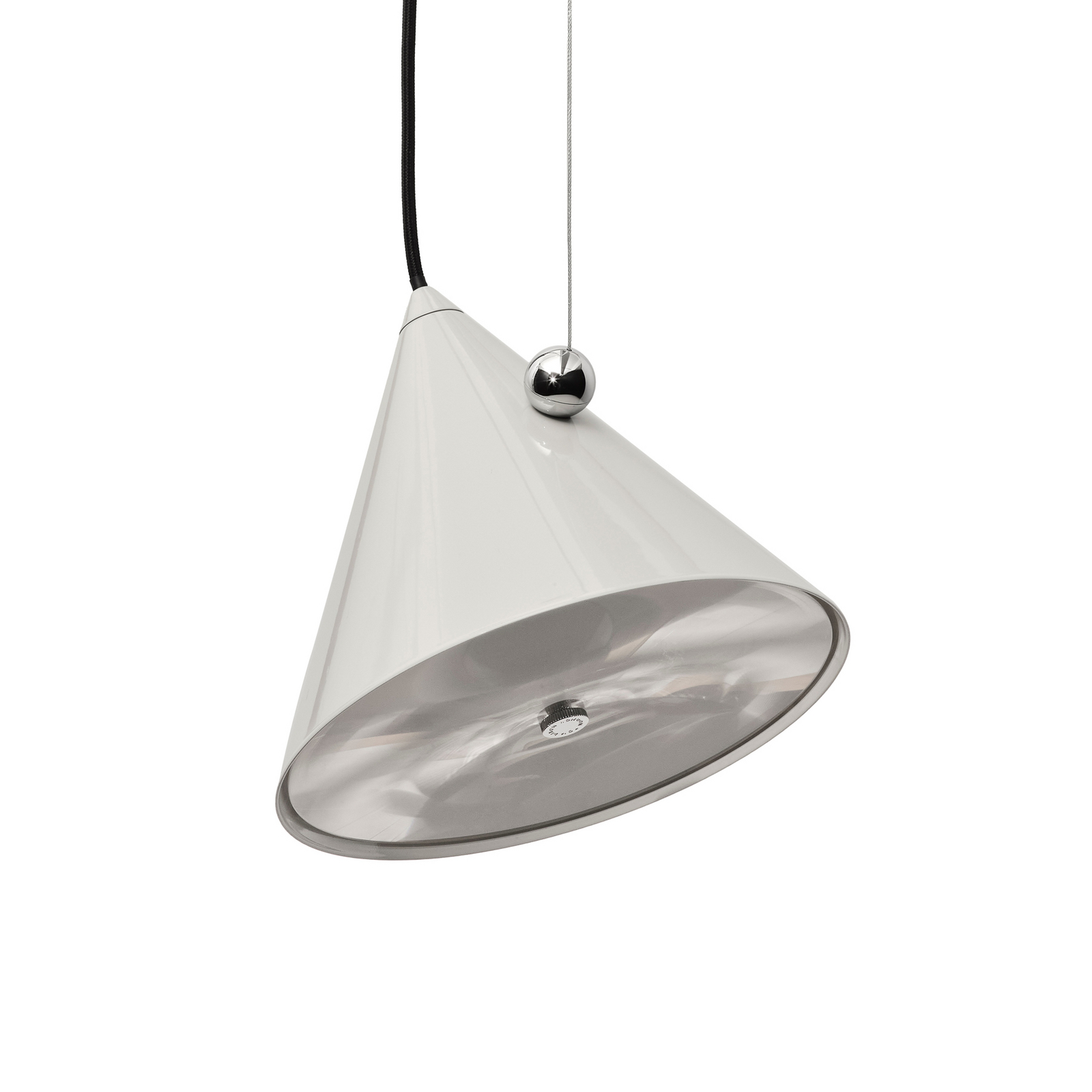 Candeeiro suspenso LED Pose da Tom Dixon, cinzento-bege, Ø 25 cm, aço regulável