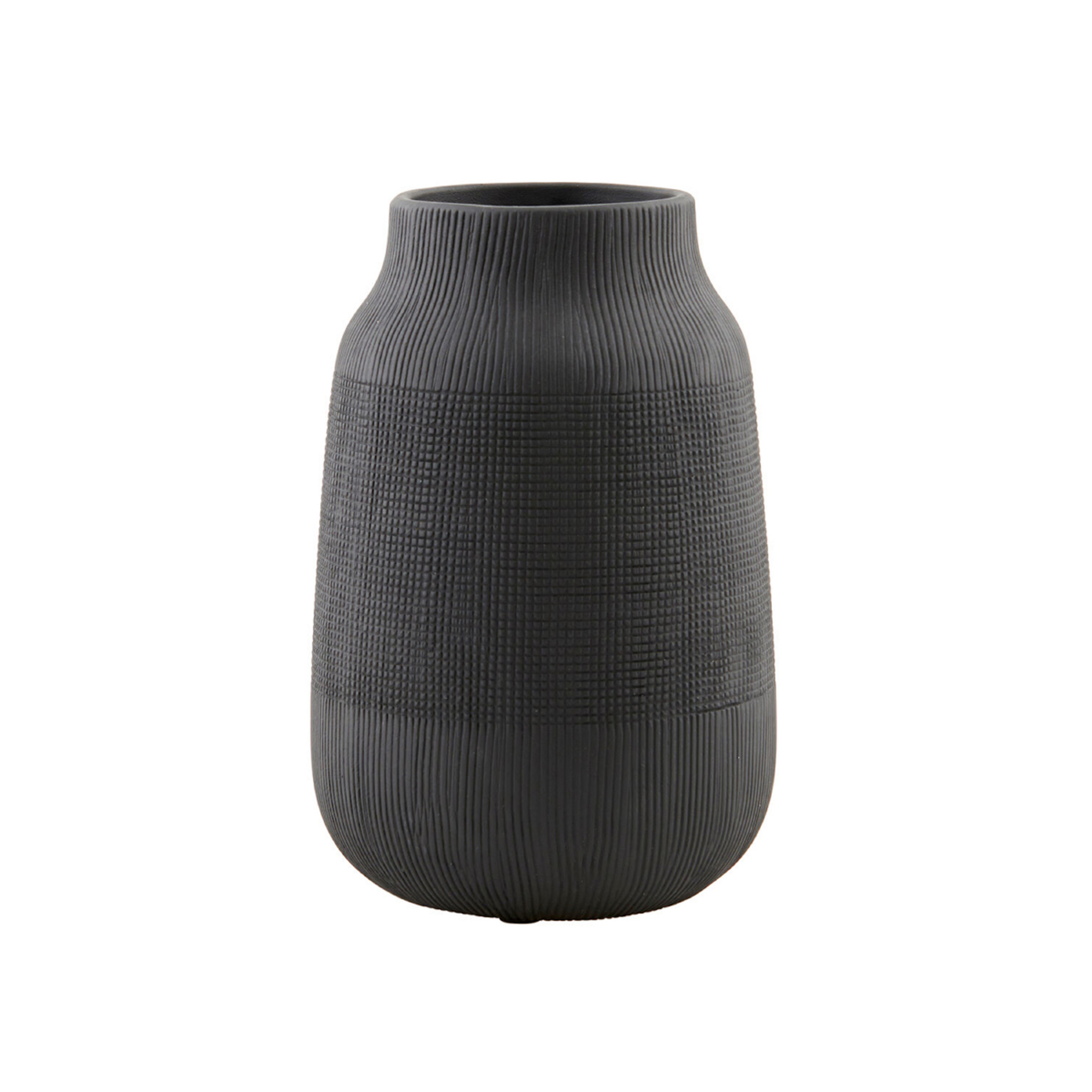HDGroove-vase, sort, højde 22 cm, keramik – House Doctor