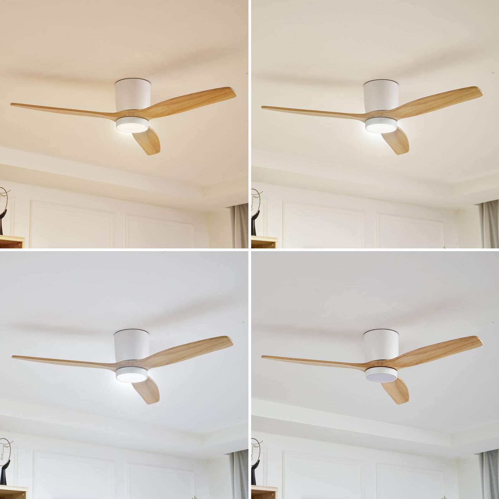 Lucande LED-Deckenventilator Faipari, Holz, DC, leise, 132cm