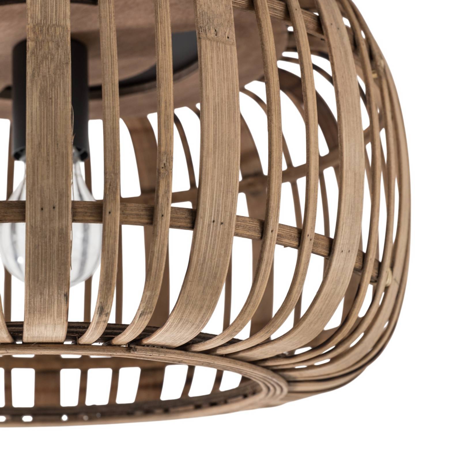 Lampa sufitowa Lindby Canyana, naturalna, rattan, Ø 40 cm