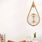 Gota pendant light, wood, glass, Ø 24 cm, suspension system 100 cm