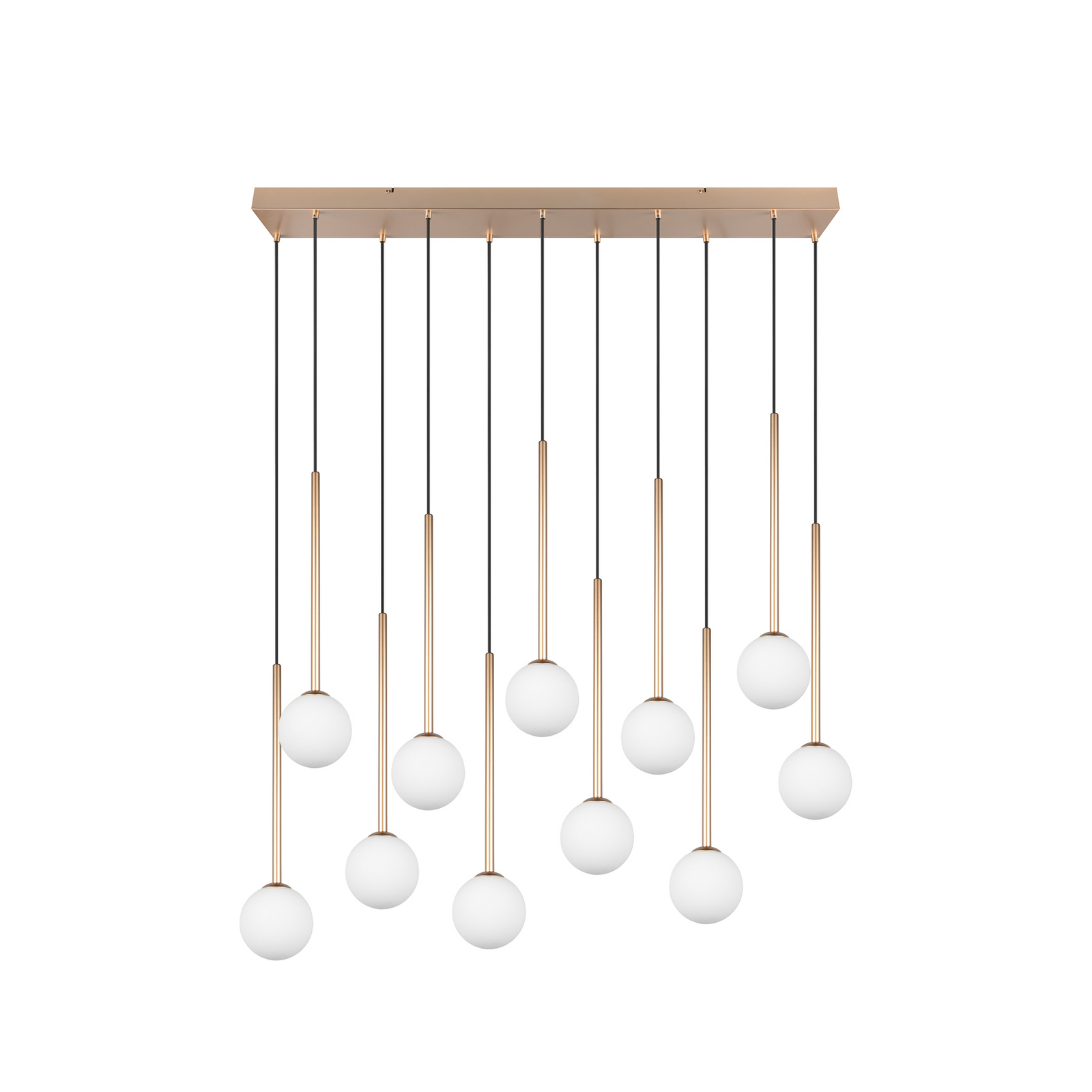 Piekaramā lampa „Firano“, zelta krāsā, garums 129 cm, metāls, 11 spuldzes. Piekaramā lampa „Firano“, zelta krāsā, garums 129 cm, metāls, 11 spuldzes.