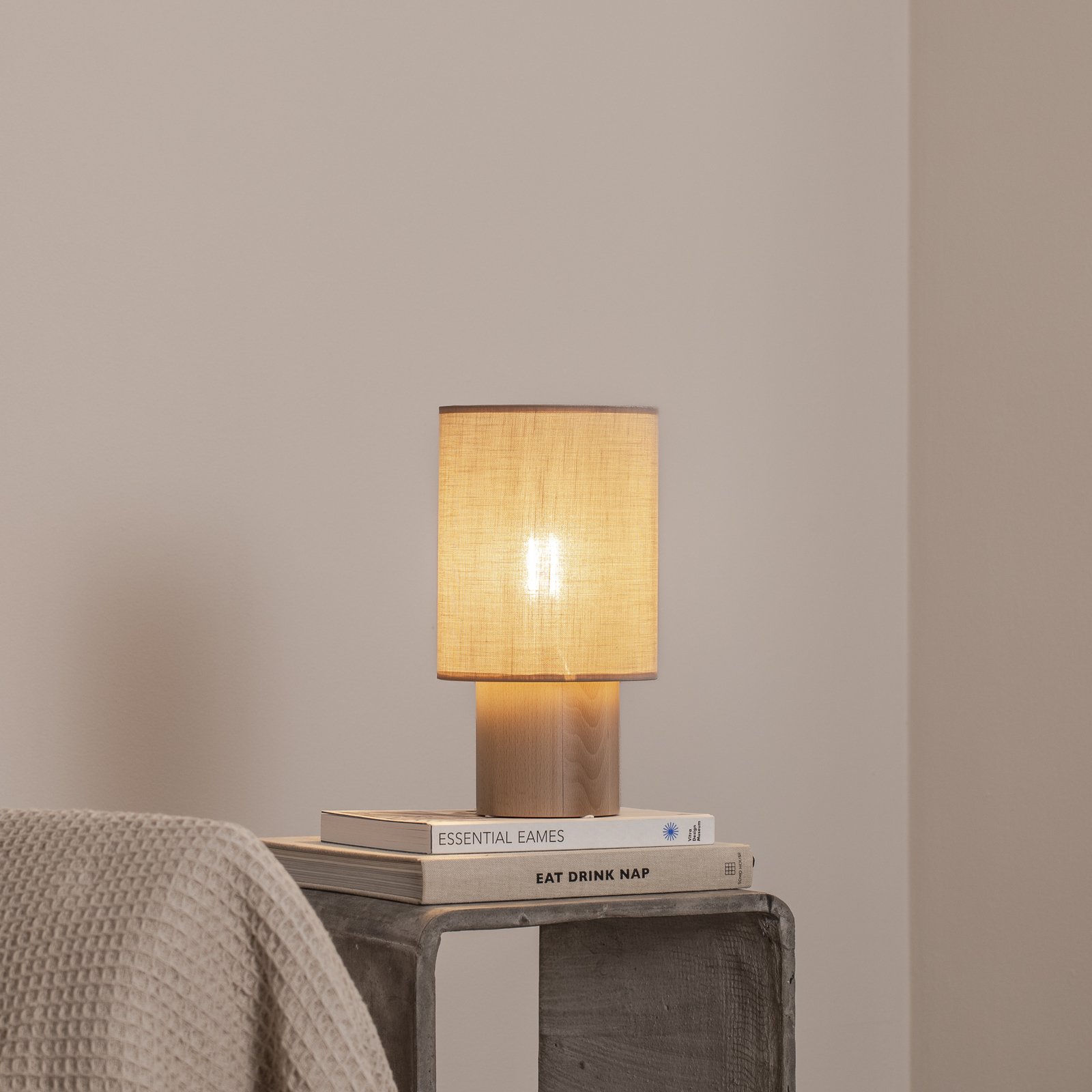 Envostar Asolita tavolo base legno paralume beige
