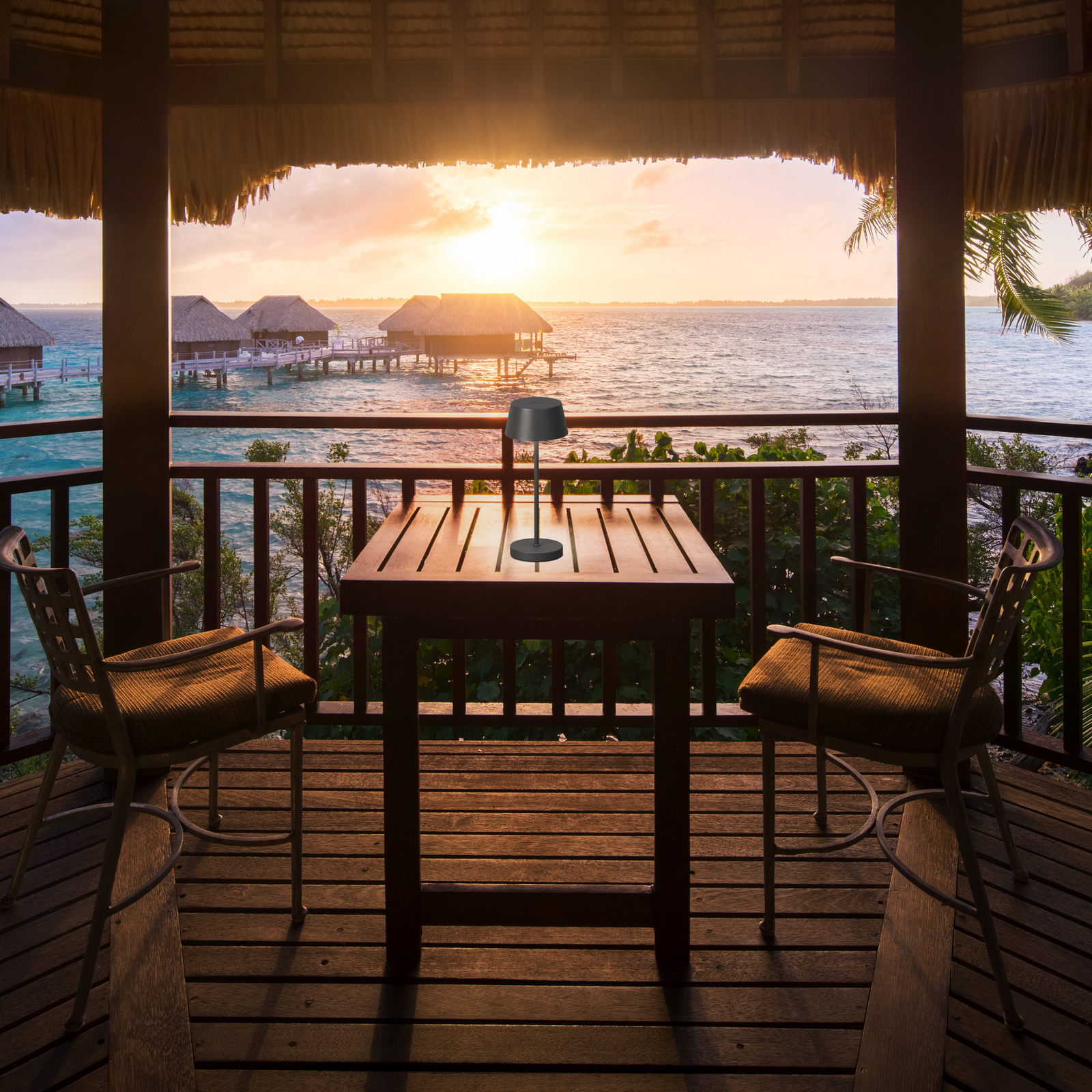 Sienna Pro LED rechargeable table lamp, sand grey, 24 cm, metal IP54