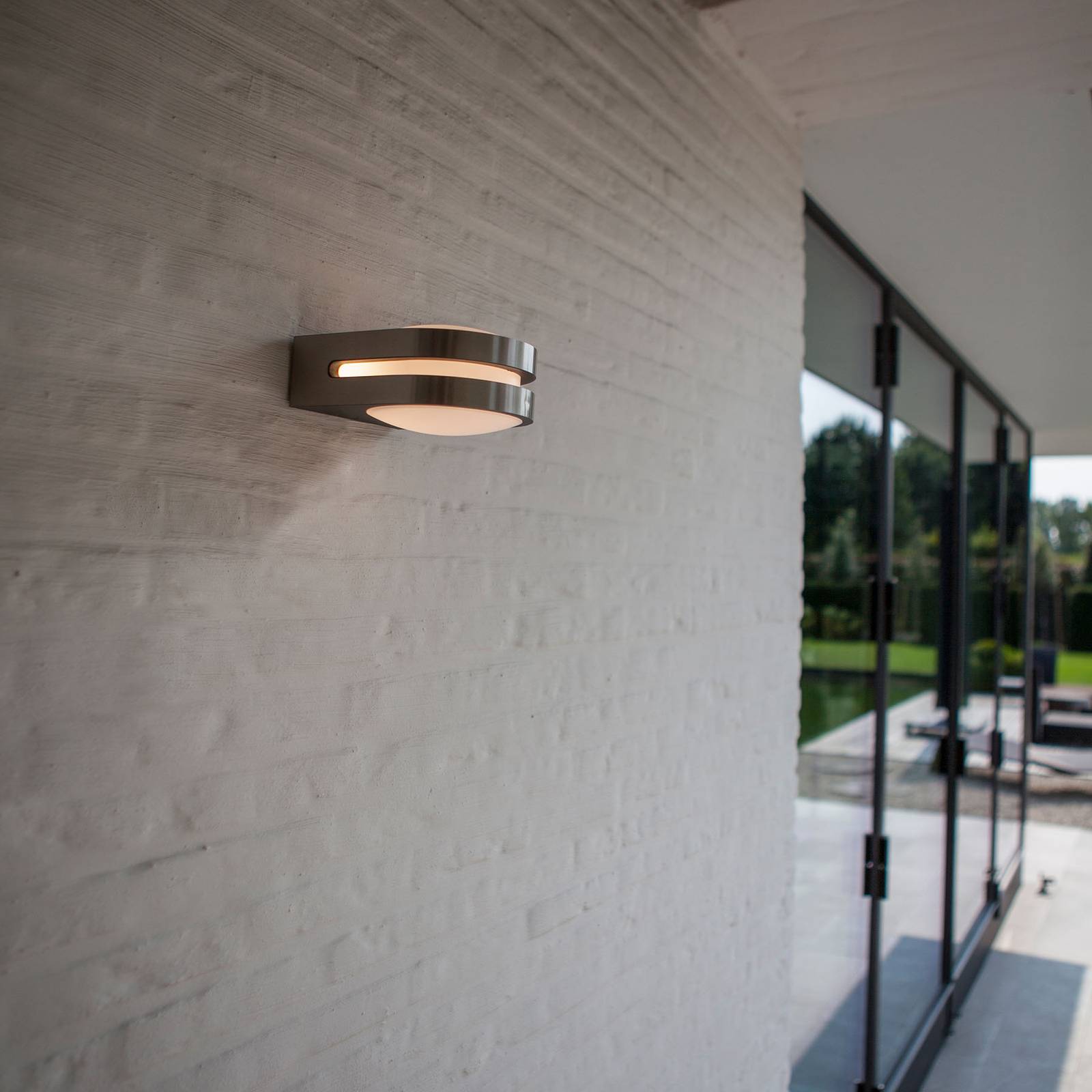LUTEC LED-utomhusvägglampa Fancy rostfritt stål