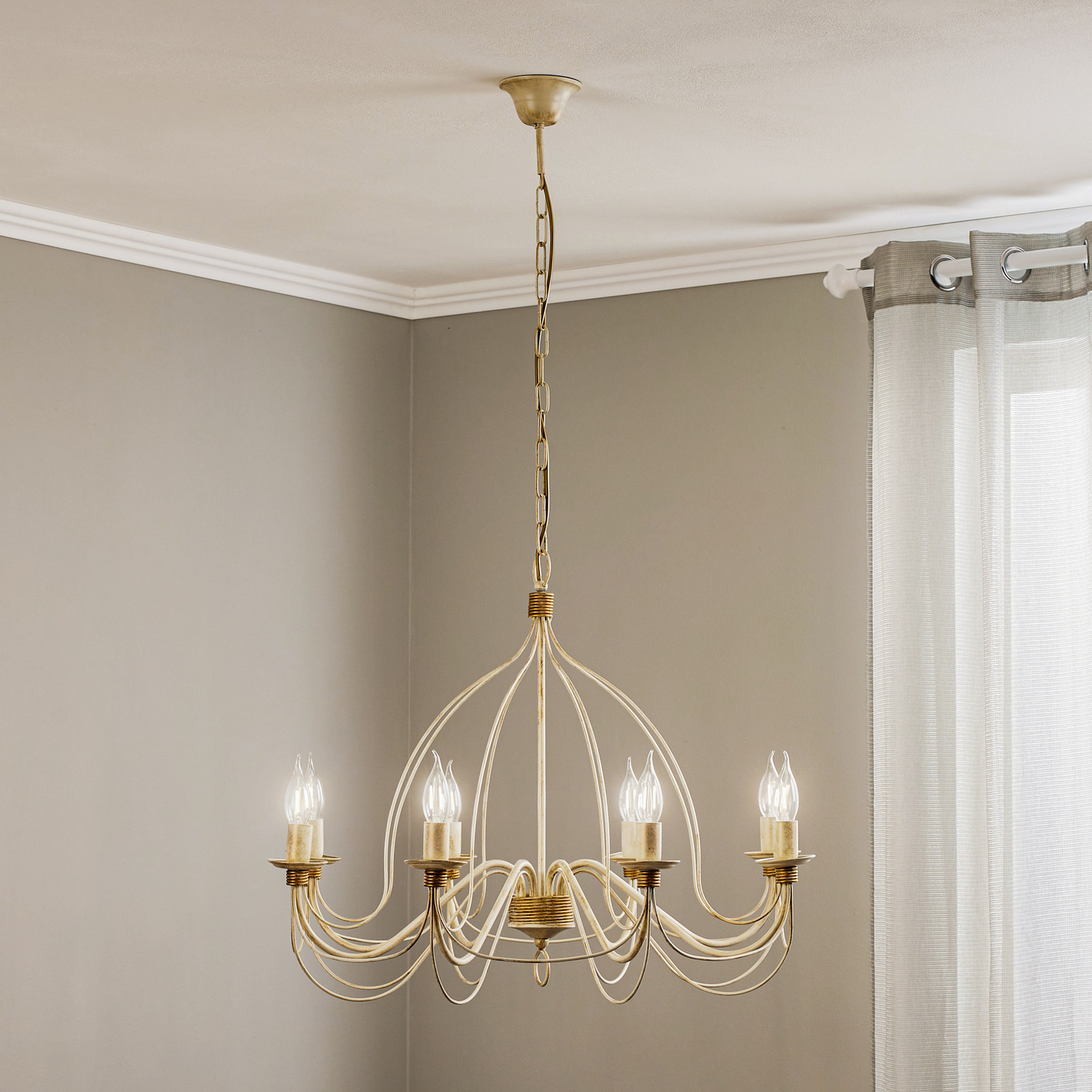 Kögl Candelabru FILO 8 becuri alb antic - Camera de zi / sufragerie - Antichitate - Metal