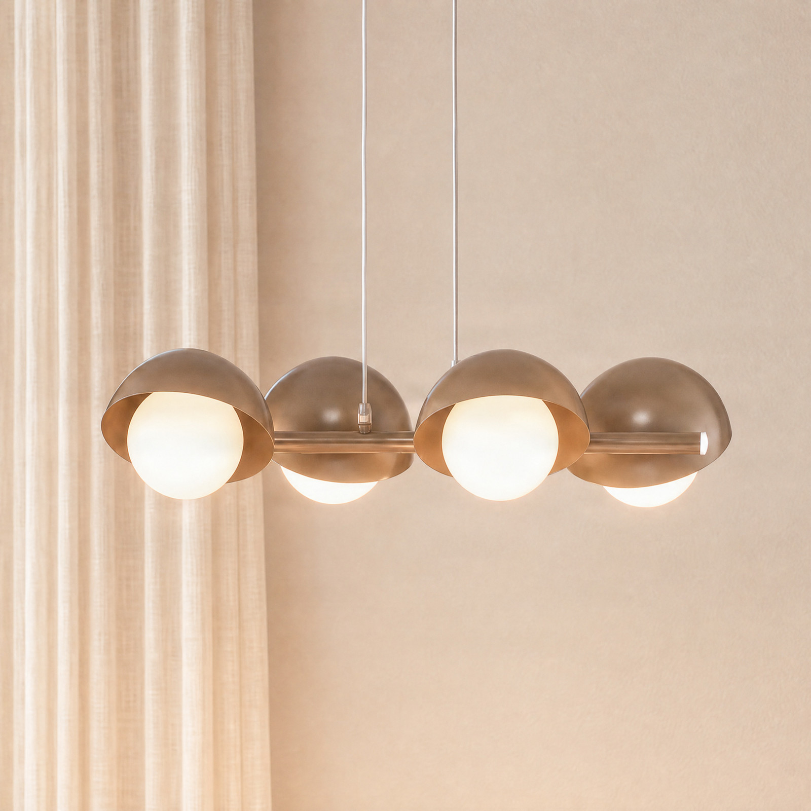 EMIBIG LIGHTING Висяща лампа Boom 4, бежова, стъкло/стомана, дължина 60 cm