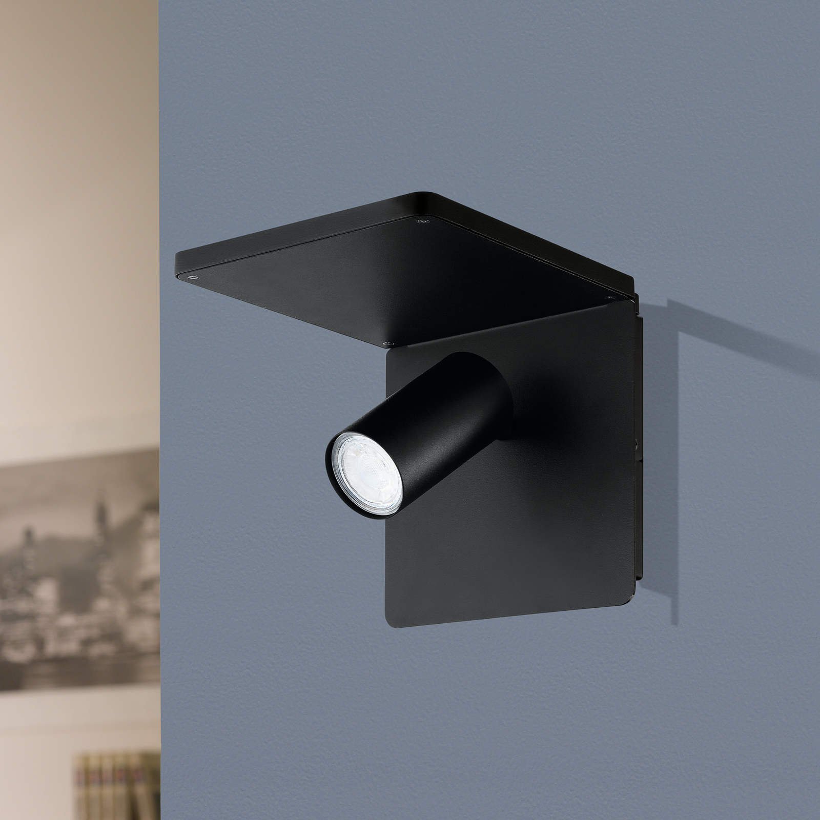 LED-väggspot Ciglie, svart, laddningsfunktion QI