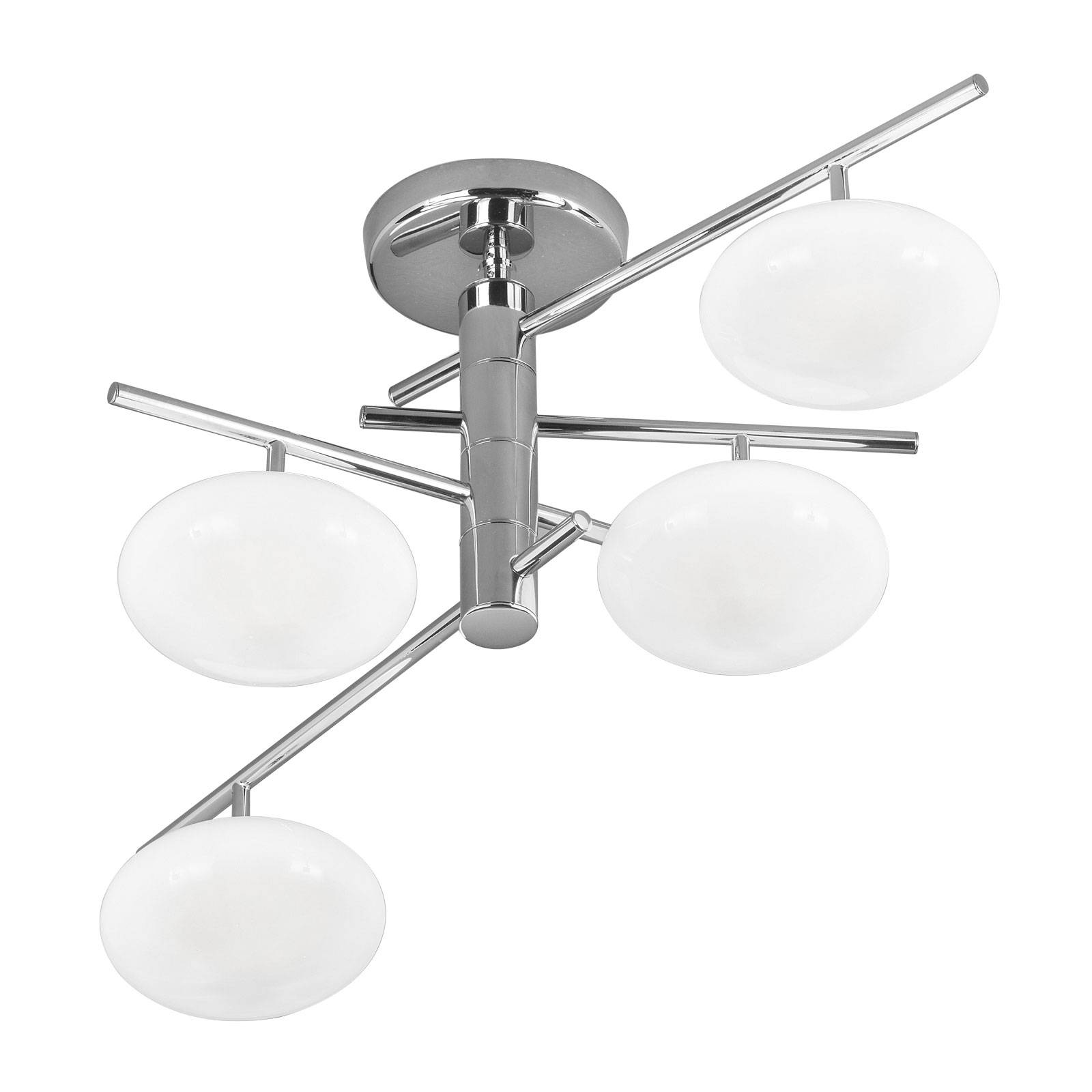 Plafonnier Dolce 4 lampes chromé/abat-jour blancs