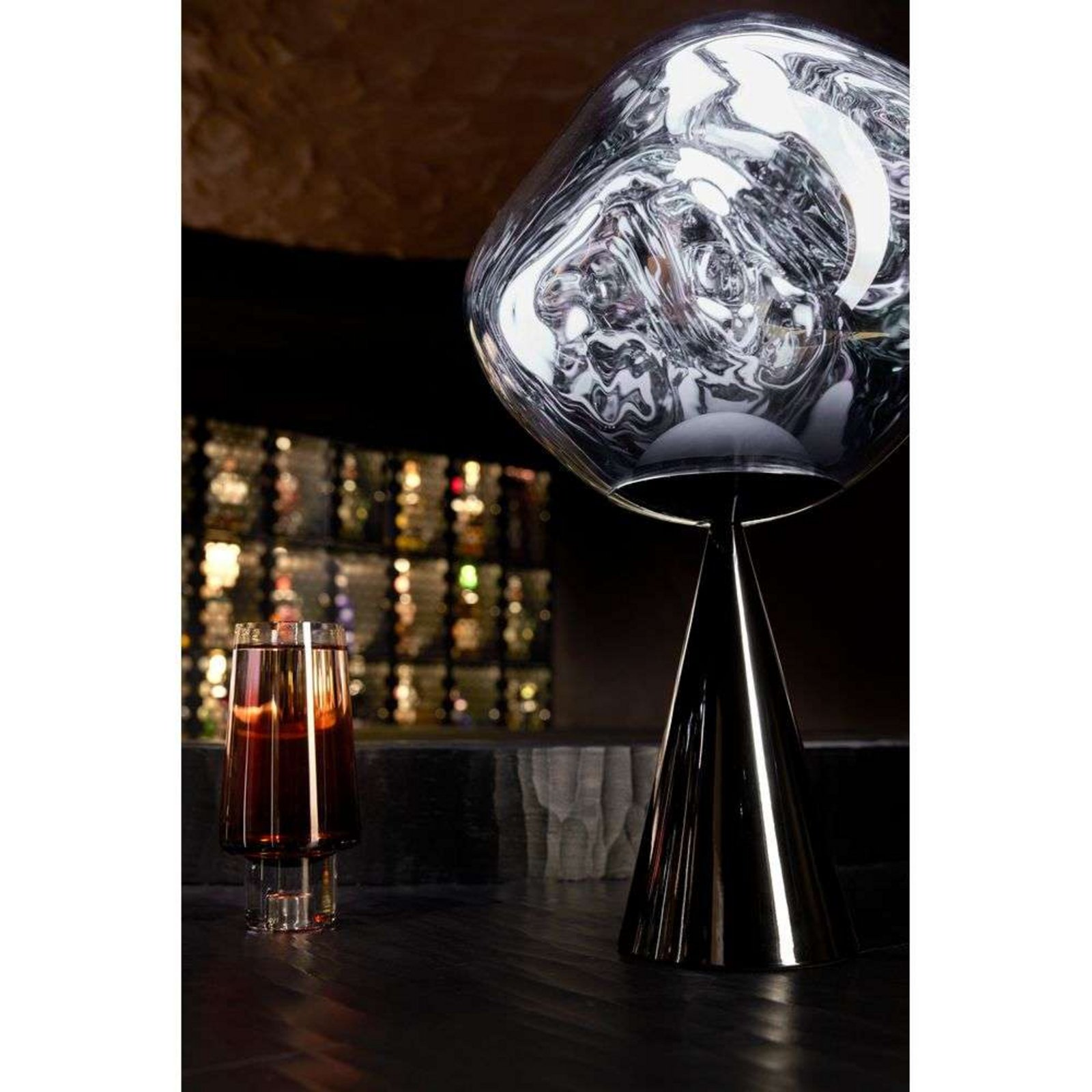 Melt Cone Fat Veioză Silver/Black - Tom Dixon