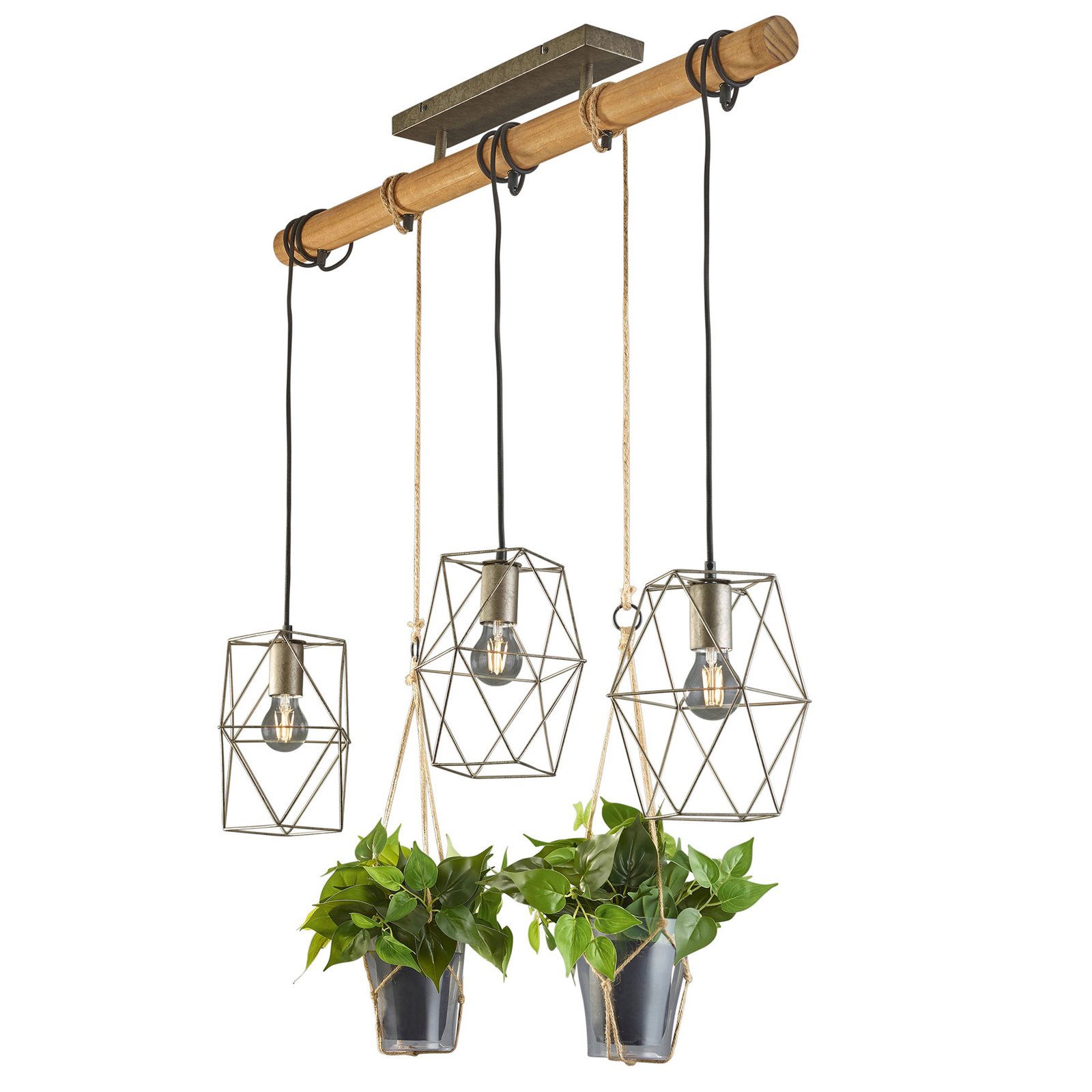 Suspension Plant, 3 lampes avec verres décoratifs