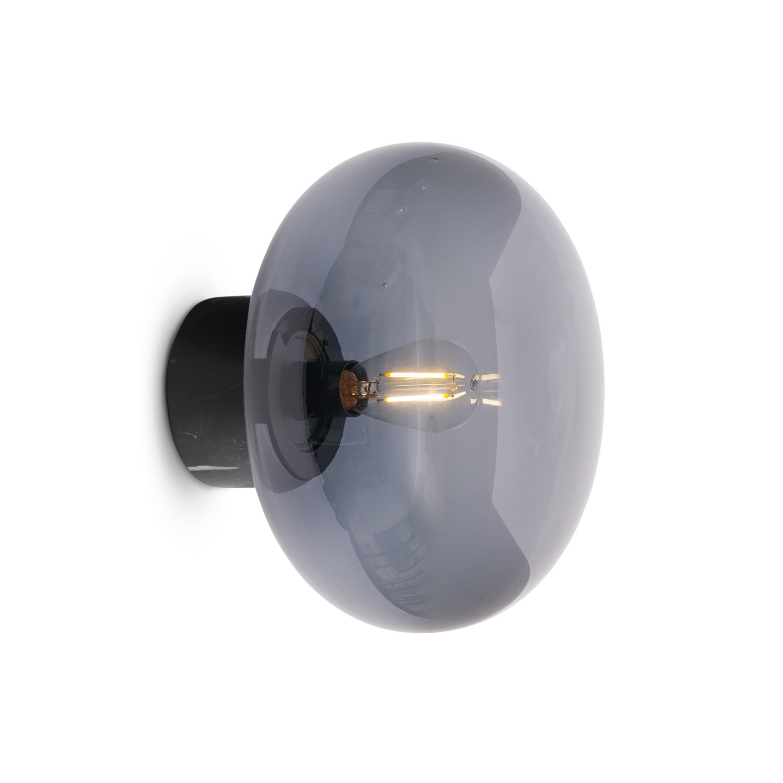 Karl-Johan LED wall light, black/opal - New Works