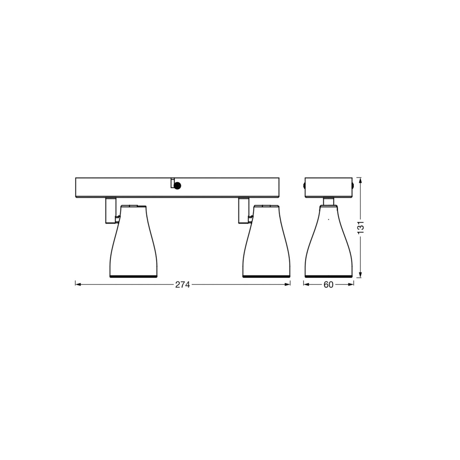 OSRAM Deckenstrahler PEAR, schwarz, 2-flg., GU10-LED 2.700 K