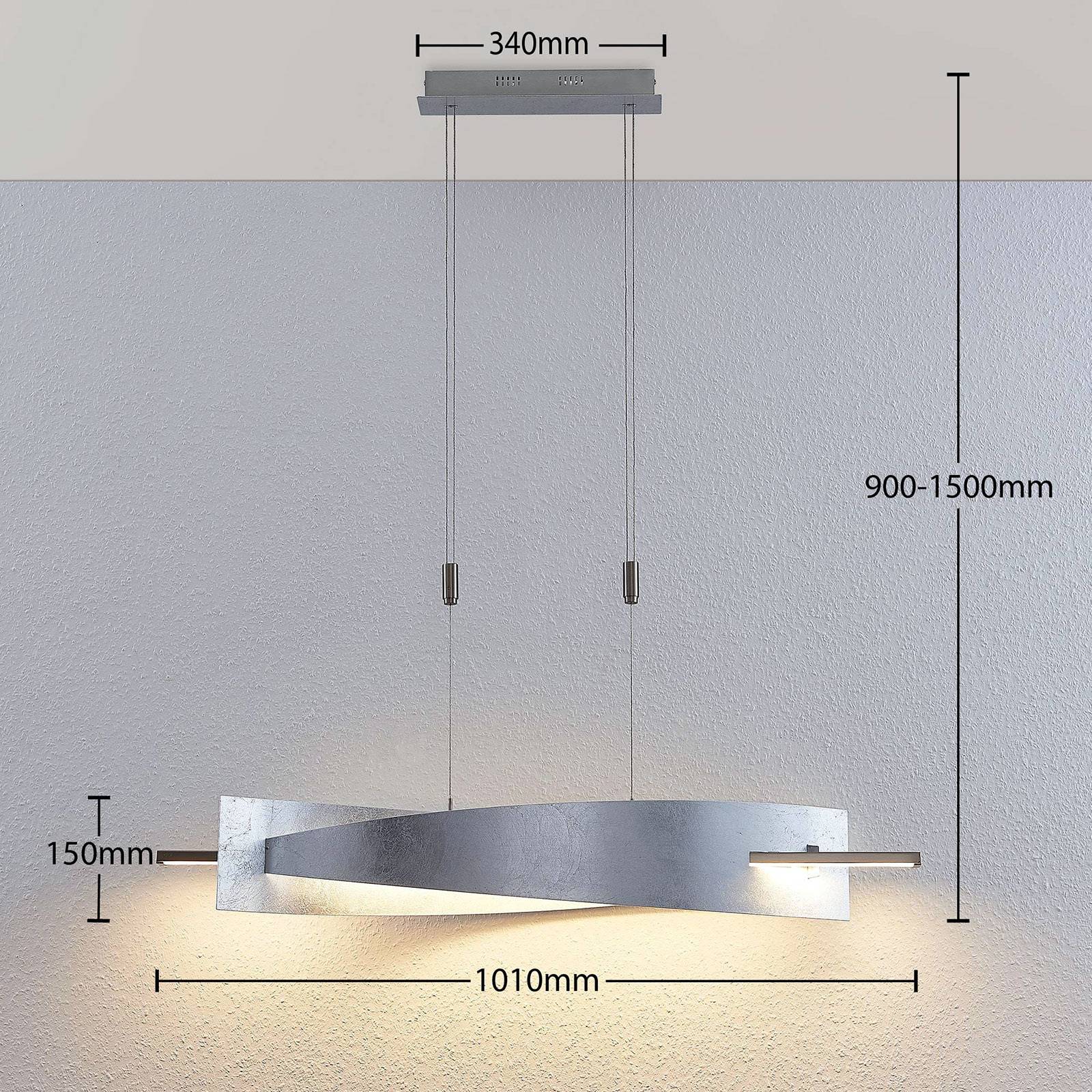 Żyrandol LED Marija, 101 cm, srebrny, metalowy