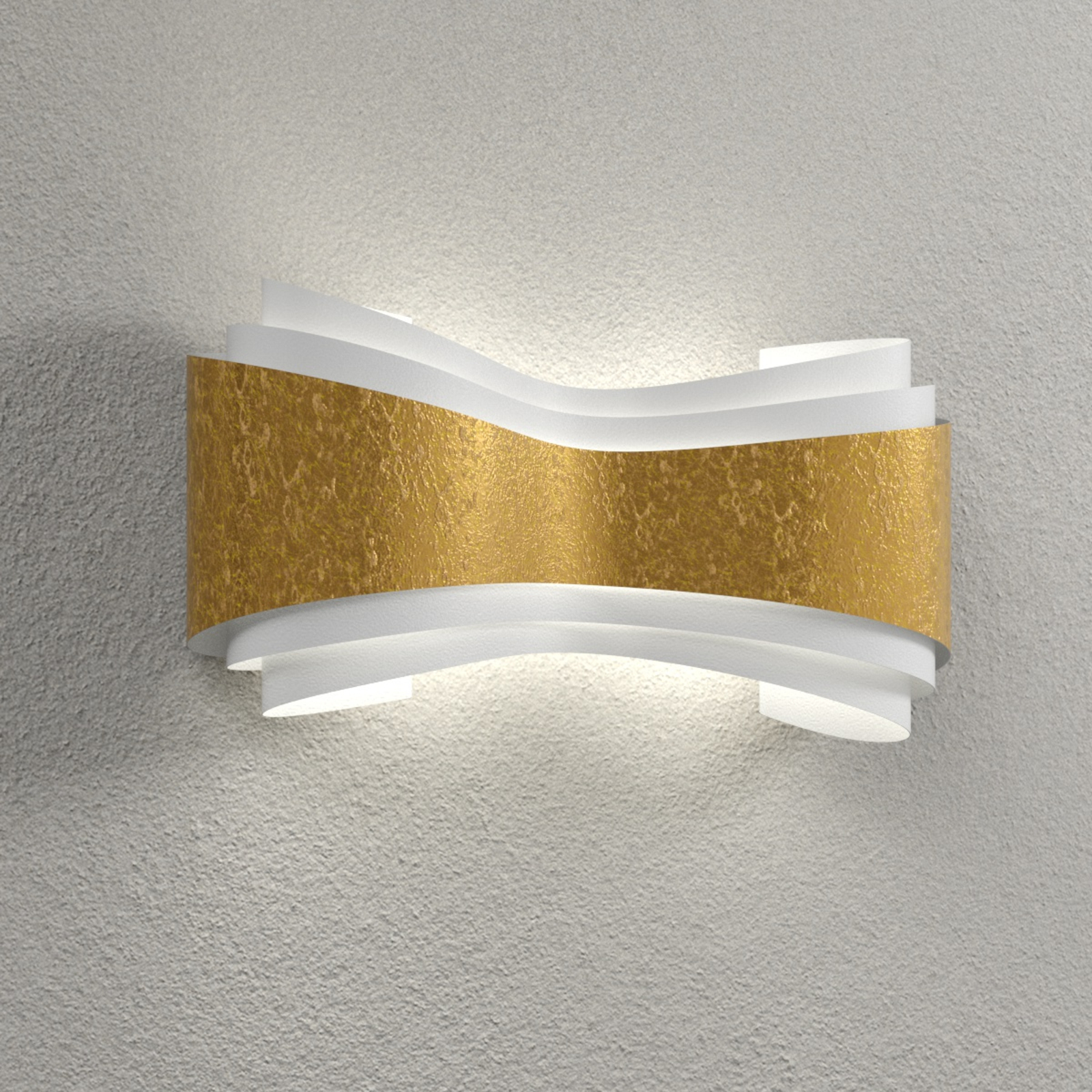 Candeeiro de parede de design elegante Ionica, faixa dourada
