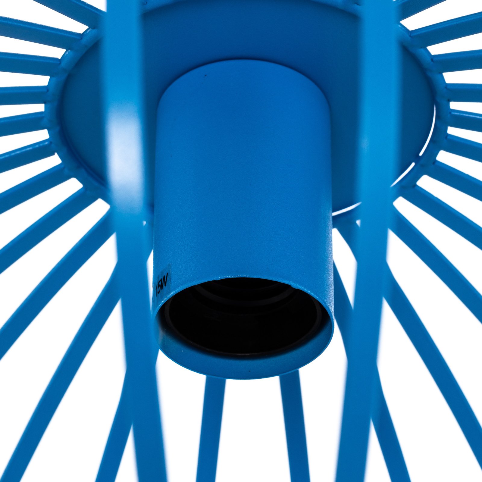 Lindby Maivi závěsné světlo kovová klec modrá 40cm
