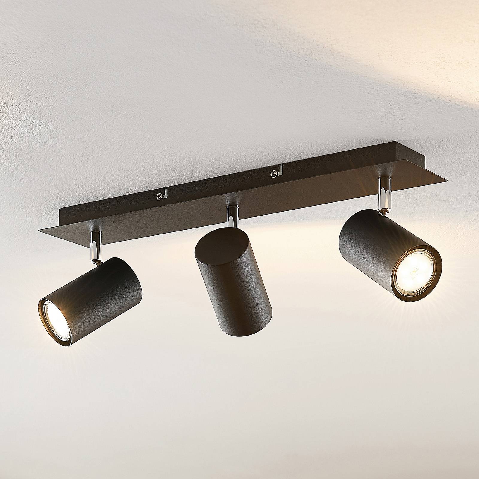 Lindby Joffrey spot pour plafond, 3 lampes, noir