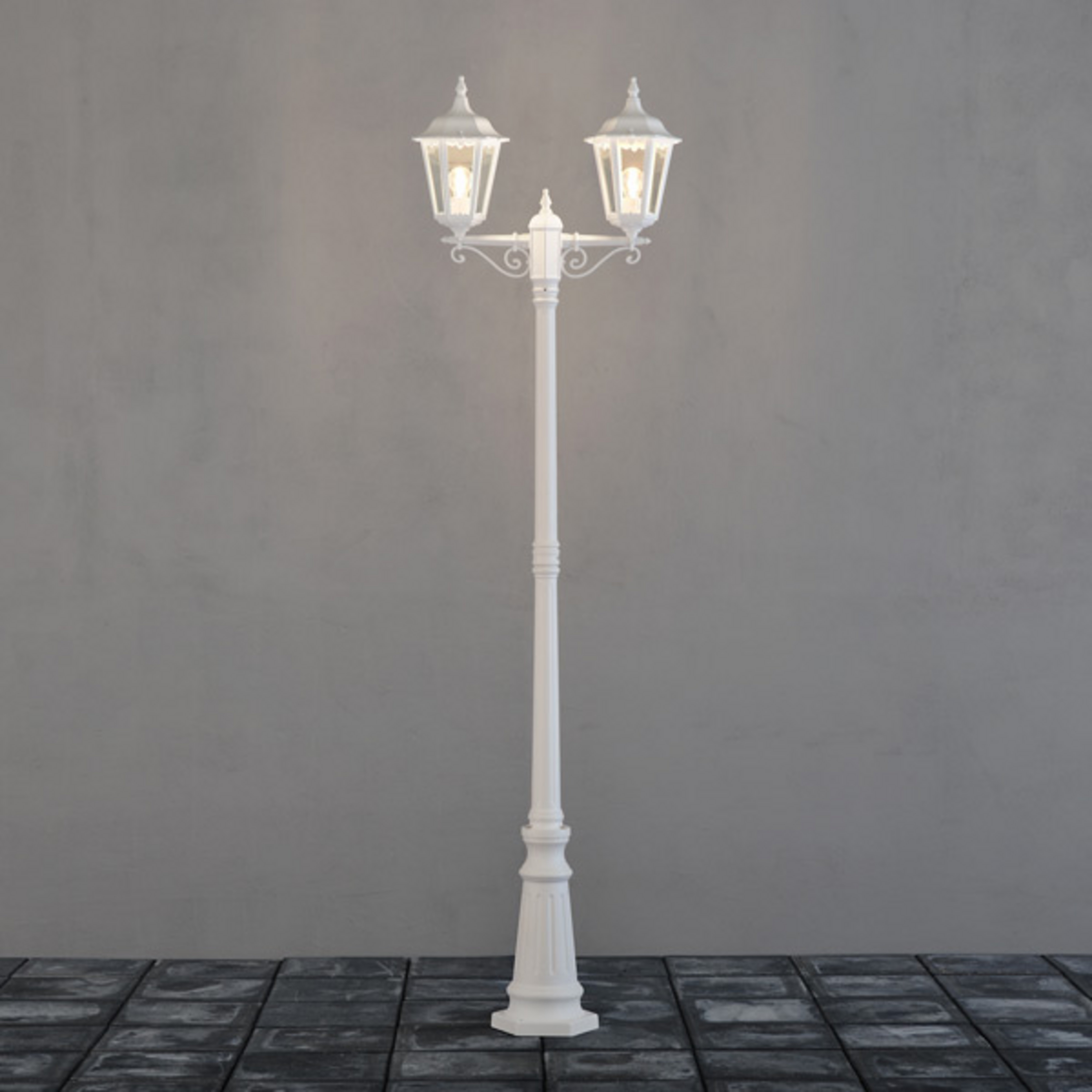 Lampe pour mât Firenze à 2 lampes, blanche