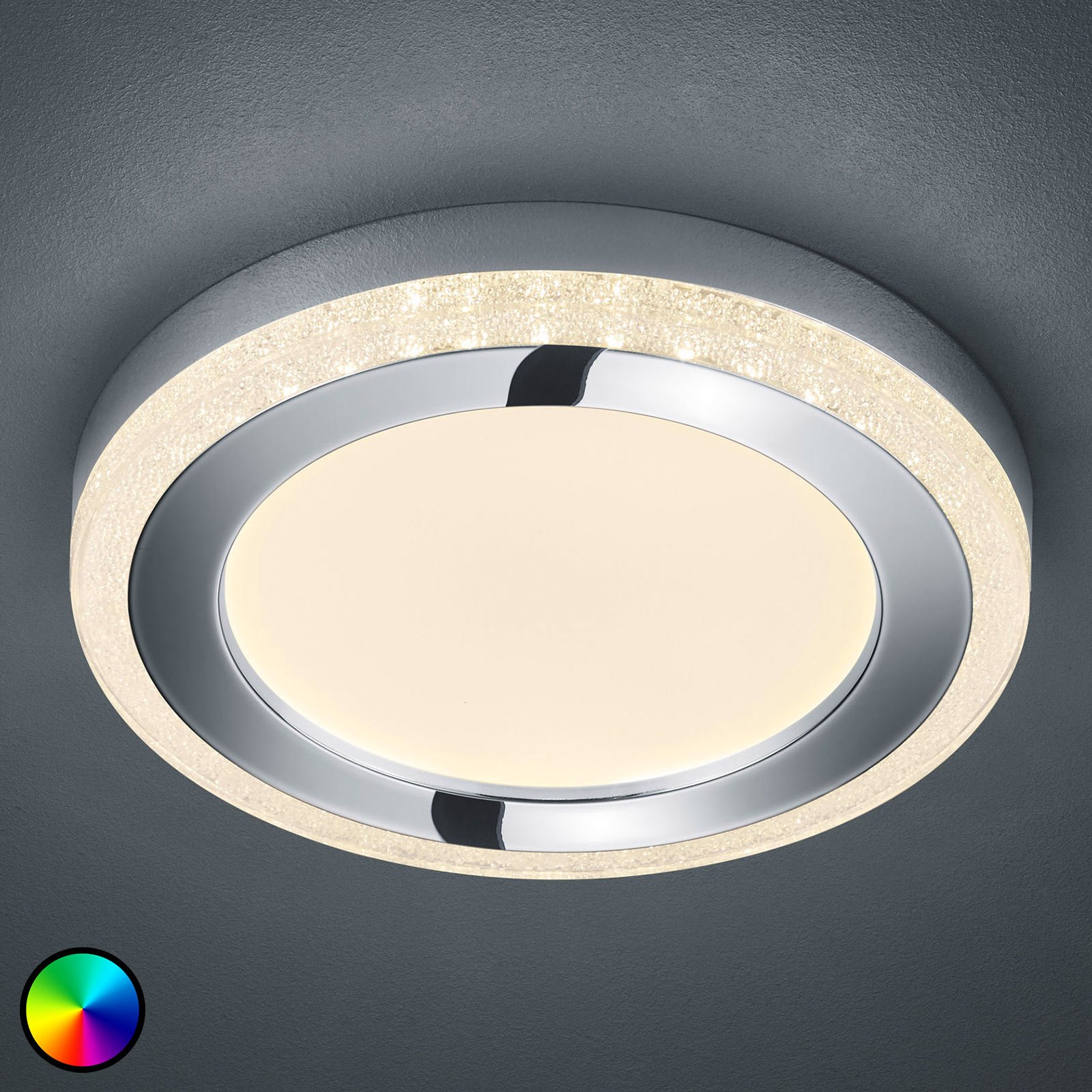Светодиодна лампа за таван Slide, бяла, кръгла, Ø 40 cm