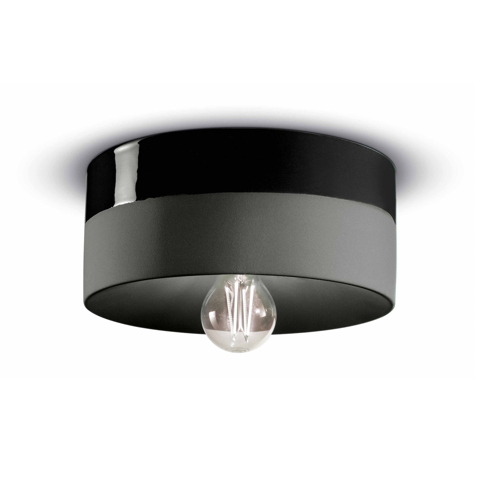 Plafondlamp PI keramiek glanzend/mat Ø25cm zwart