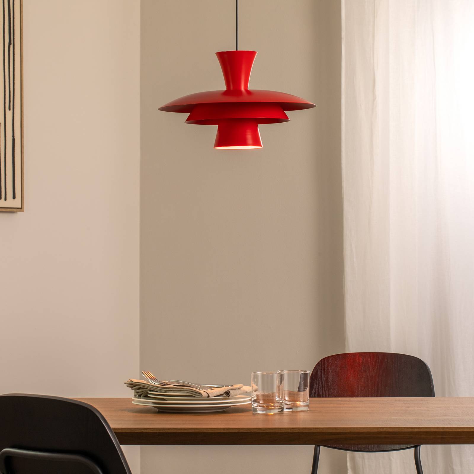 Hängeleuchte Plato, rot, Metall, Ø 38 cm, E27 günstig online kaufen