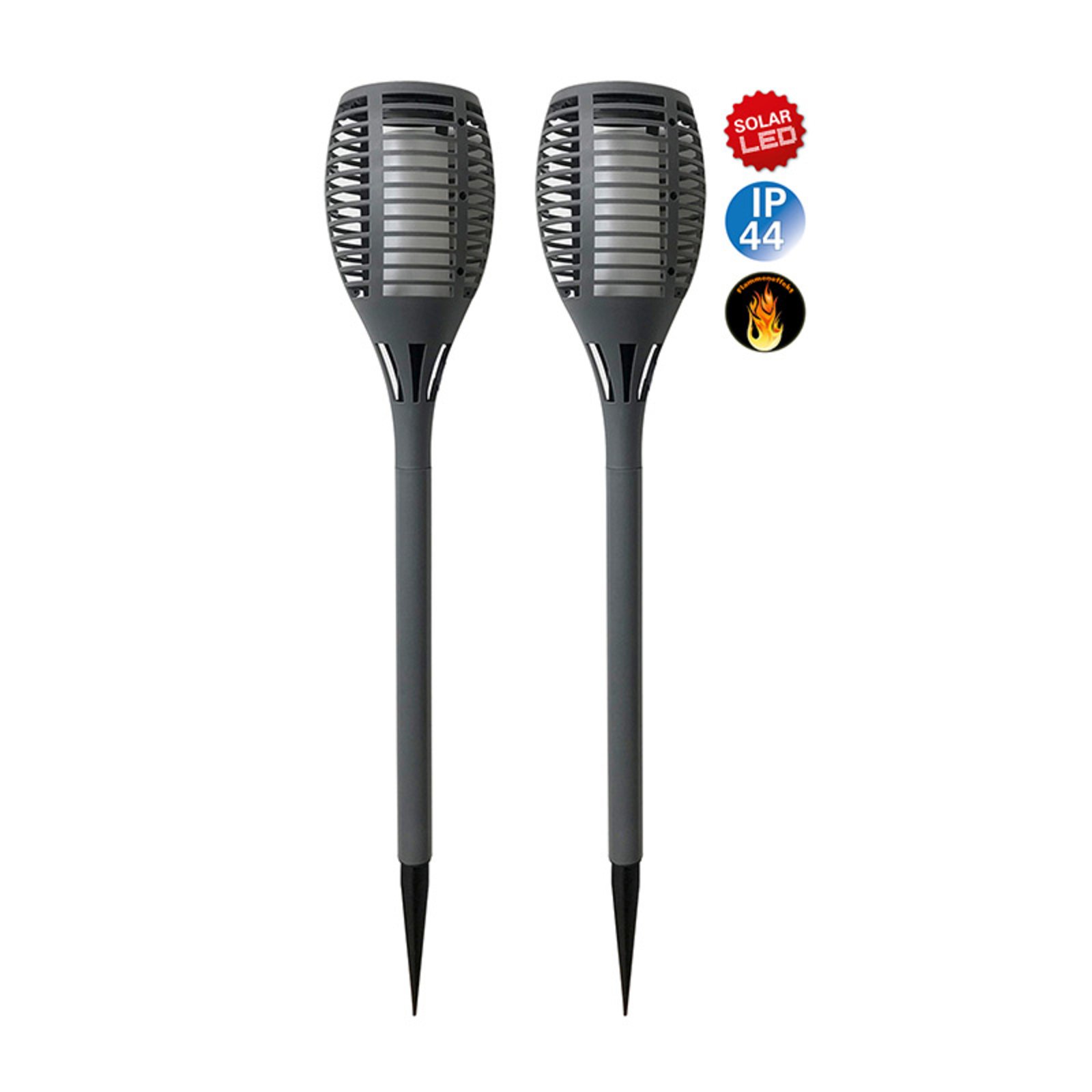 Näve 5238716 LED solar light set of 2, flicker effect, plastic, 0.08 W, H: 58 cm