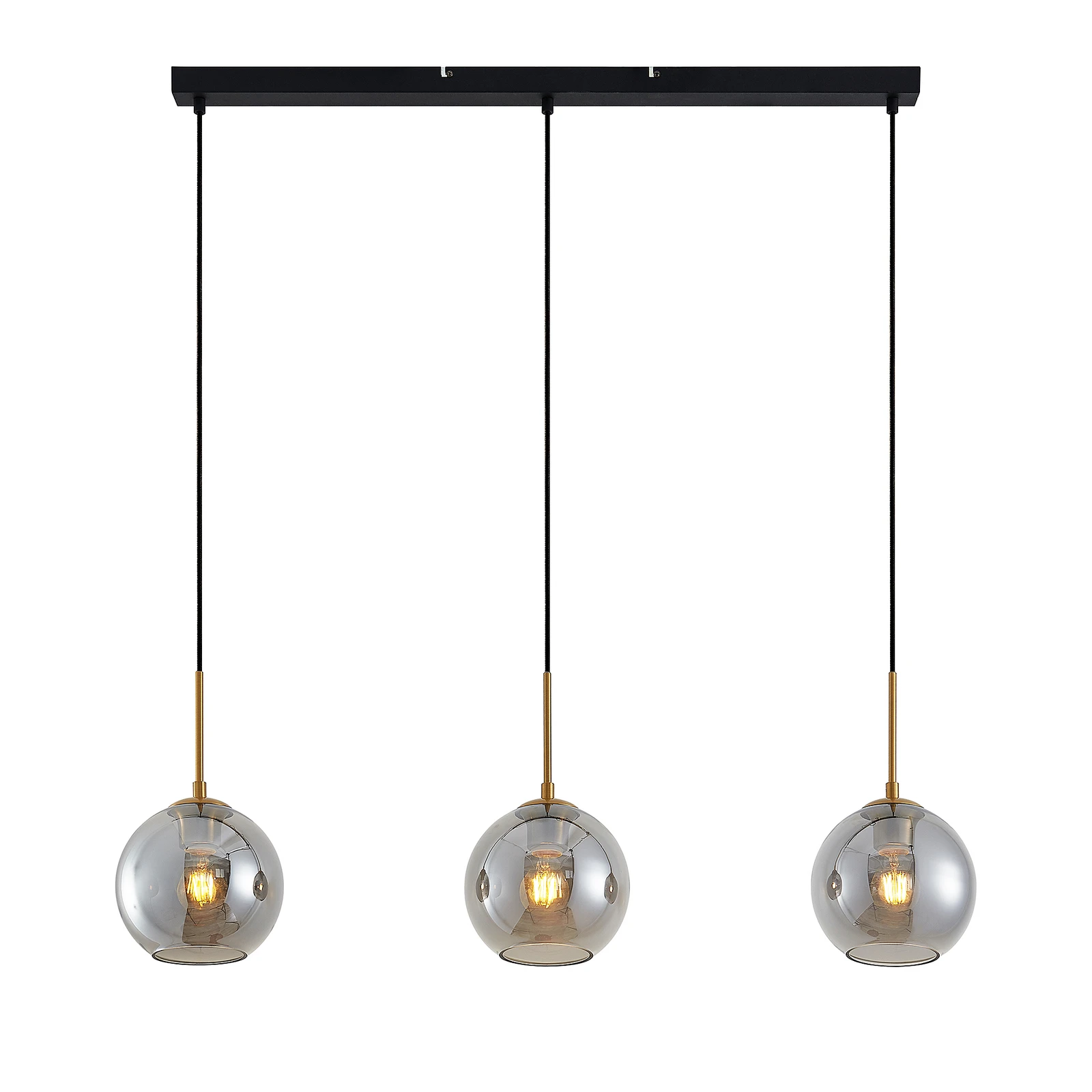 Lindby Hängeleuchte Hiwana, rauchgrau, Glas, 3-flammig