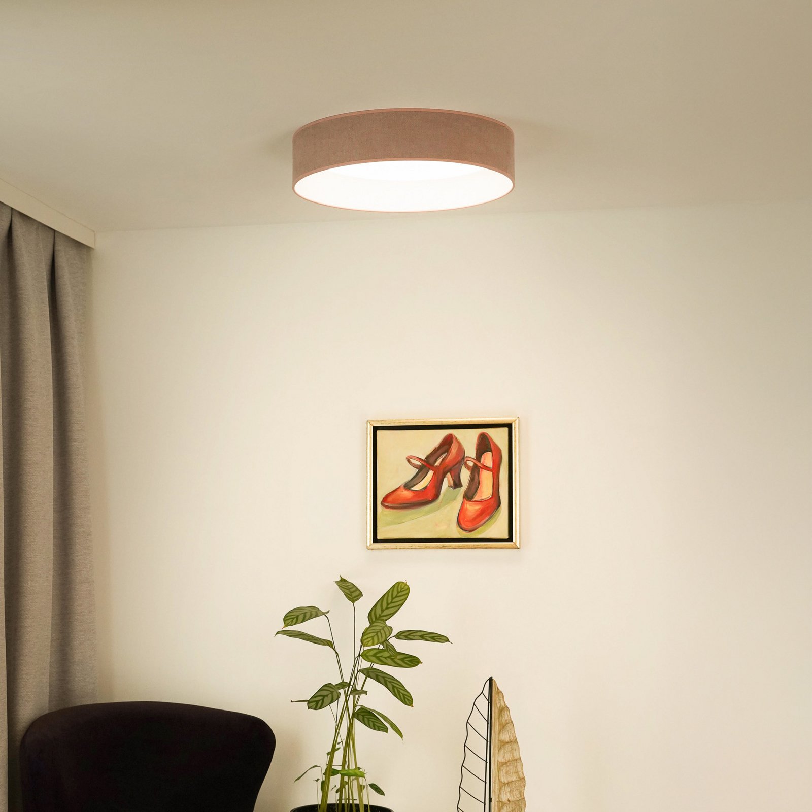 LED-Deckenleuchte Plafond, rosa, Stoff, Ø 45 cm, 3-step-dim