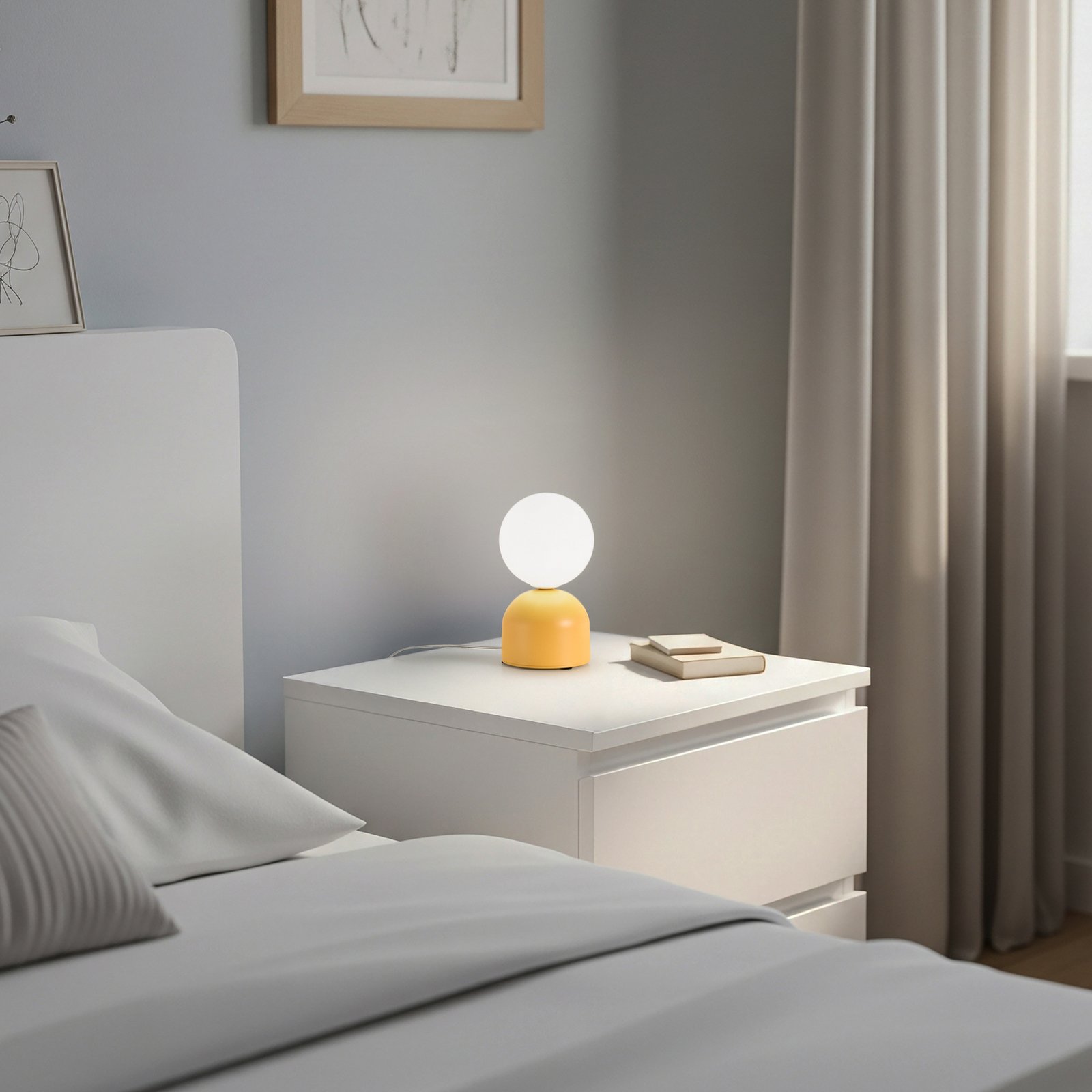 Miki table lamp, yellow, height 21 cm, metal/glass, G9 Miki table lamp, yellow, height 21 cm, metal/glass, G9