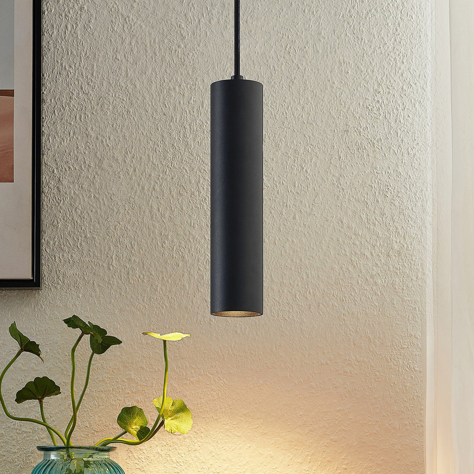 Prios Neliyah hanging light, round, black, 1-bulb
