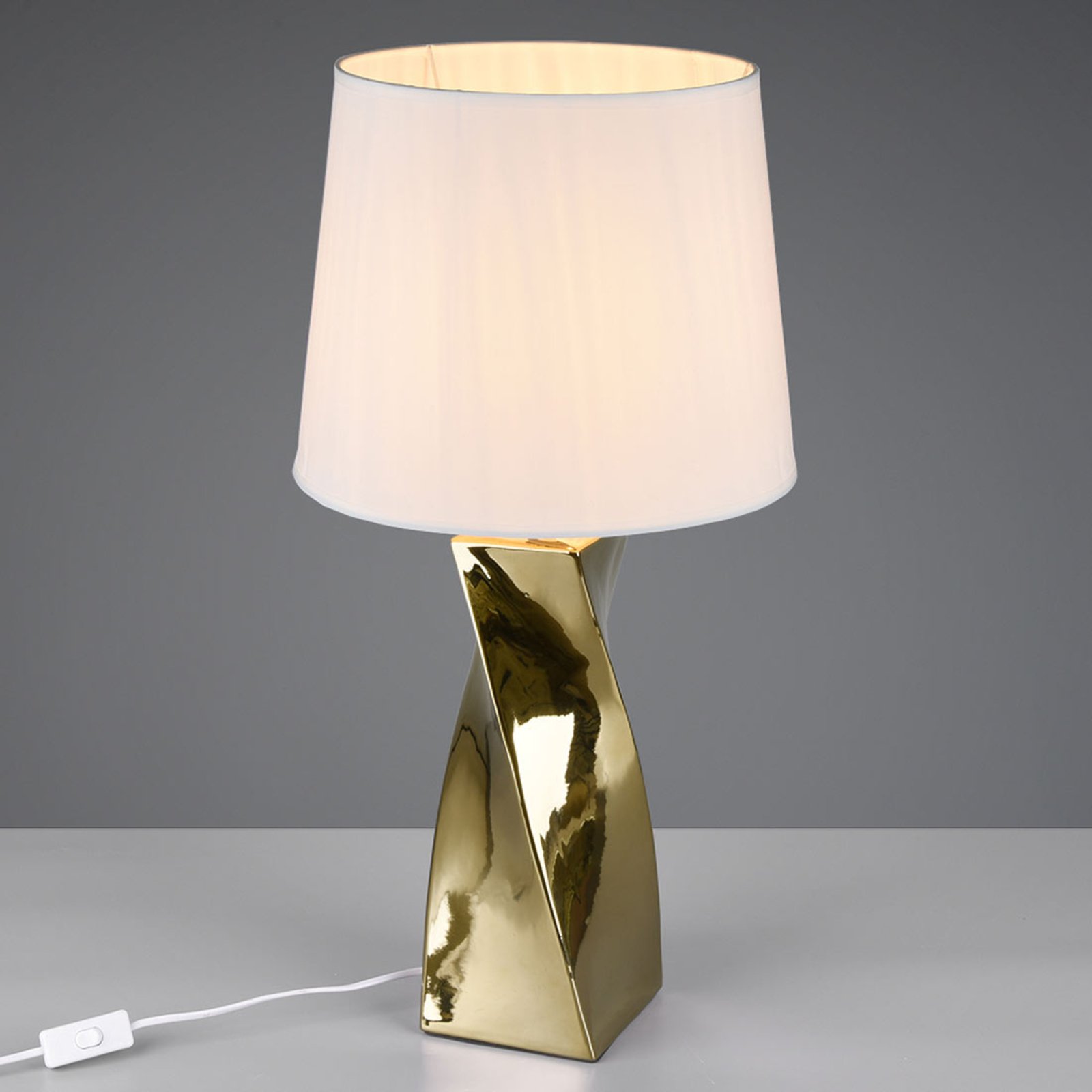 Abeba table lamp made of ceramic and white textile