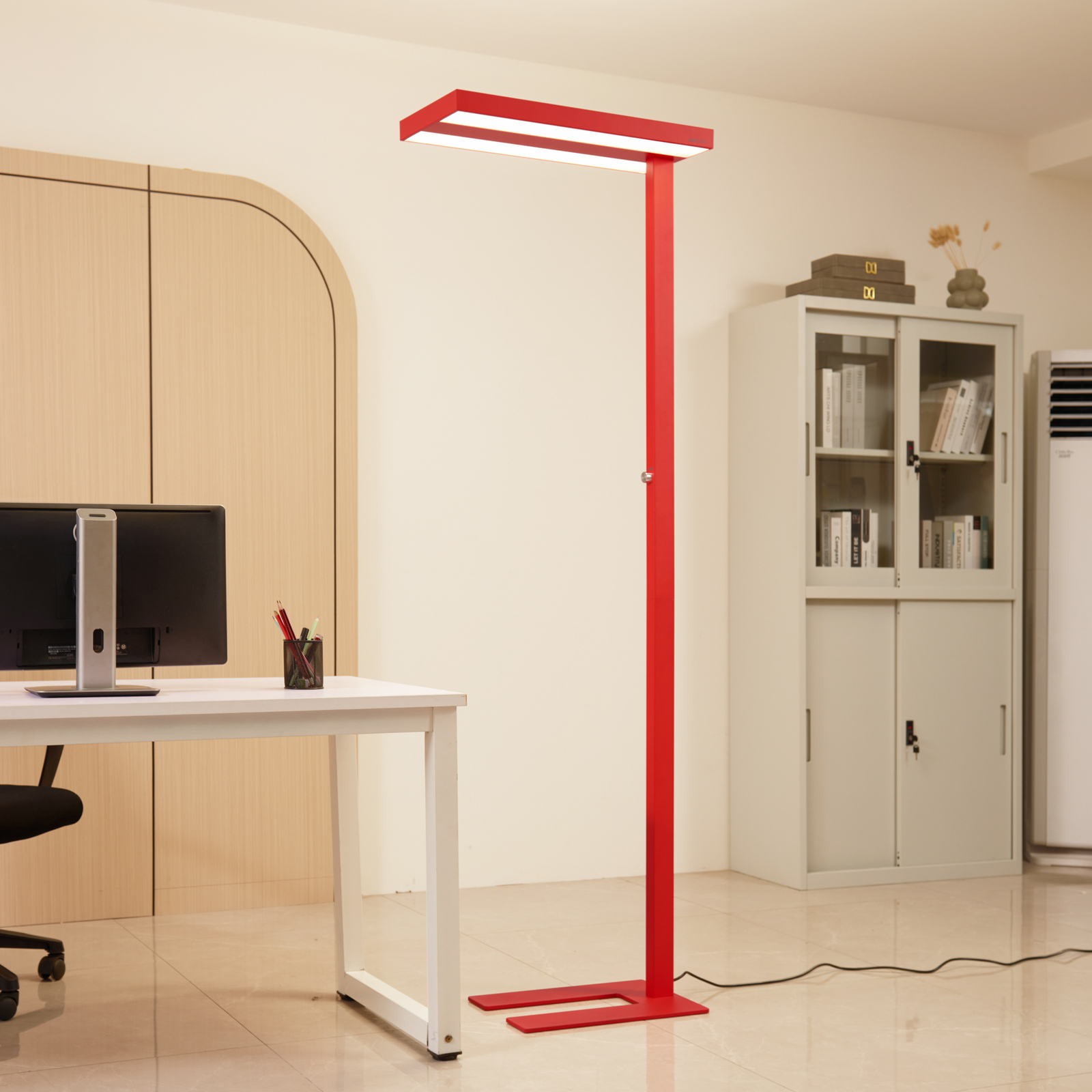 Arcchio LED floor lamp Logan Basic, red, 6,000 lm, dimmable