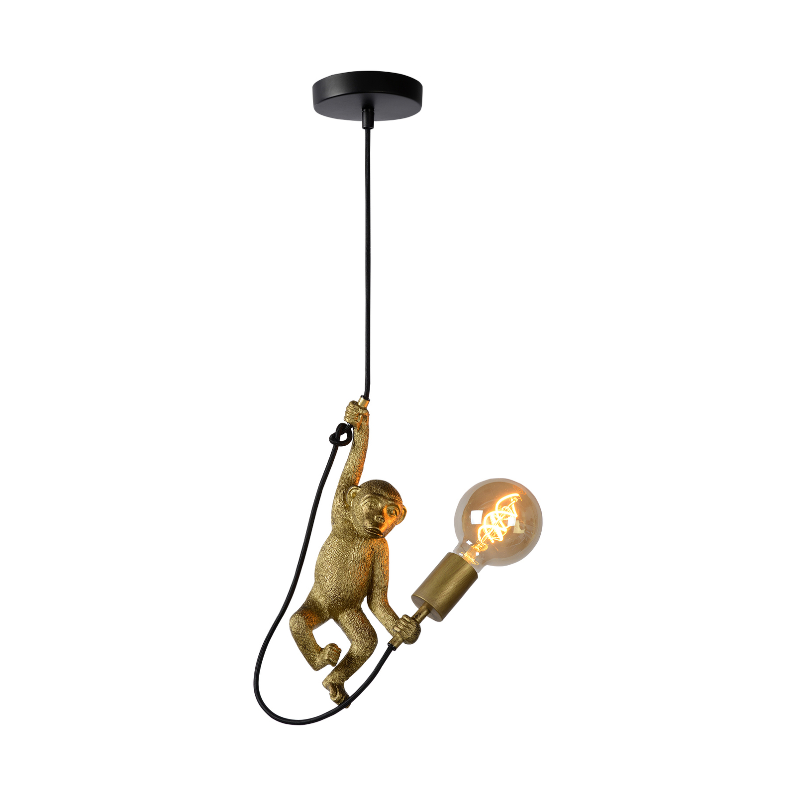 Extravaganza Chimp hængelampe, mat guld/sort